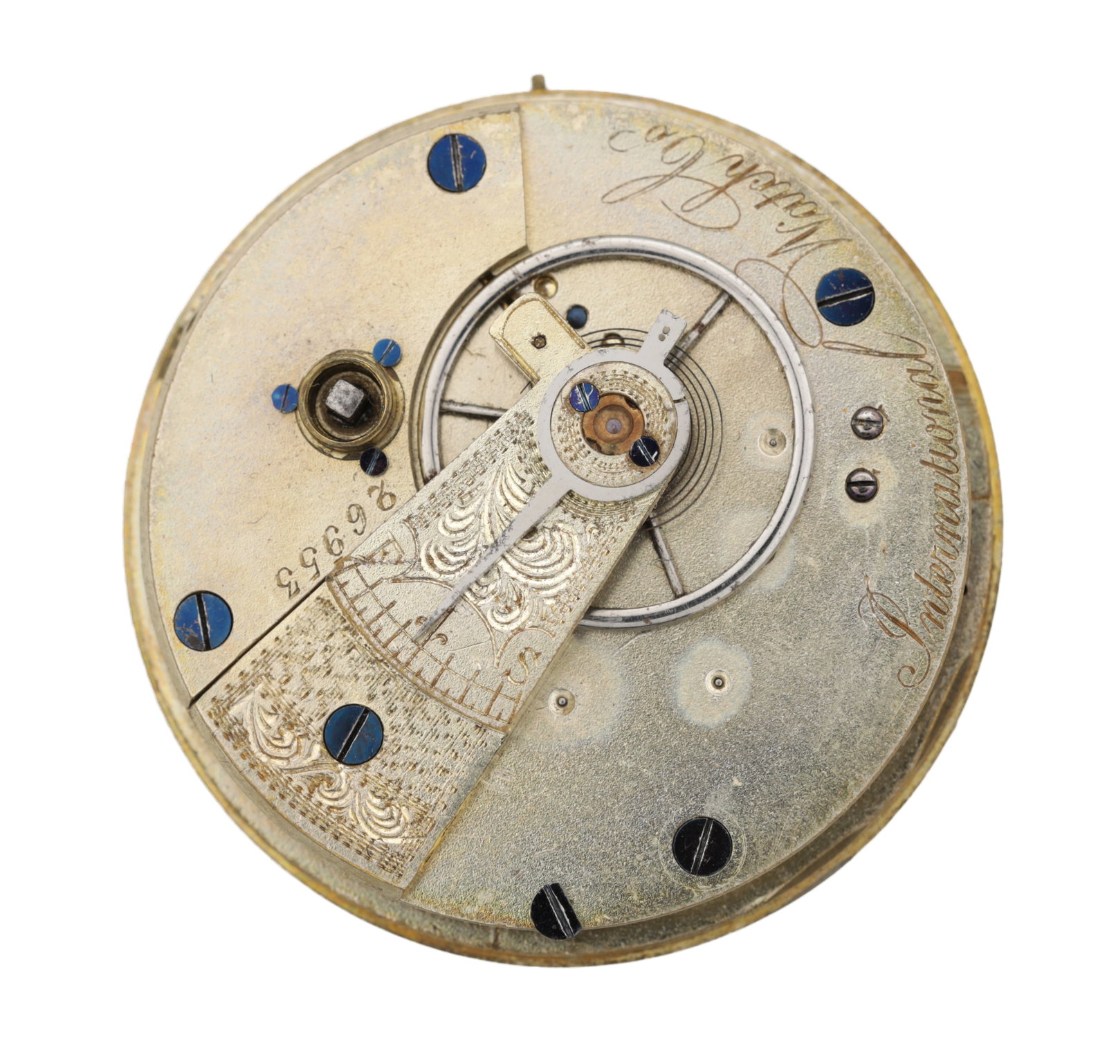 AN INTERNATIONAL WATCH CO KEY-WOUND POCKET WATCH MOVEMENT (1 of 2)