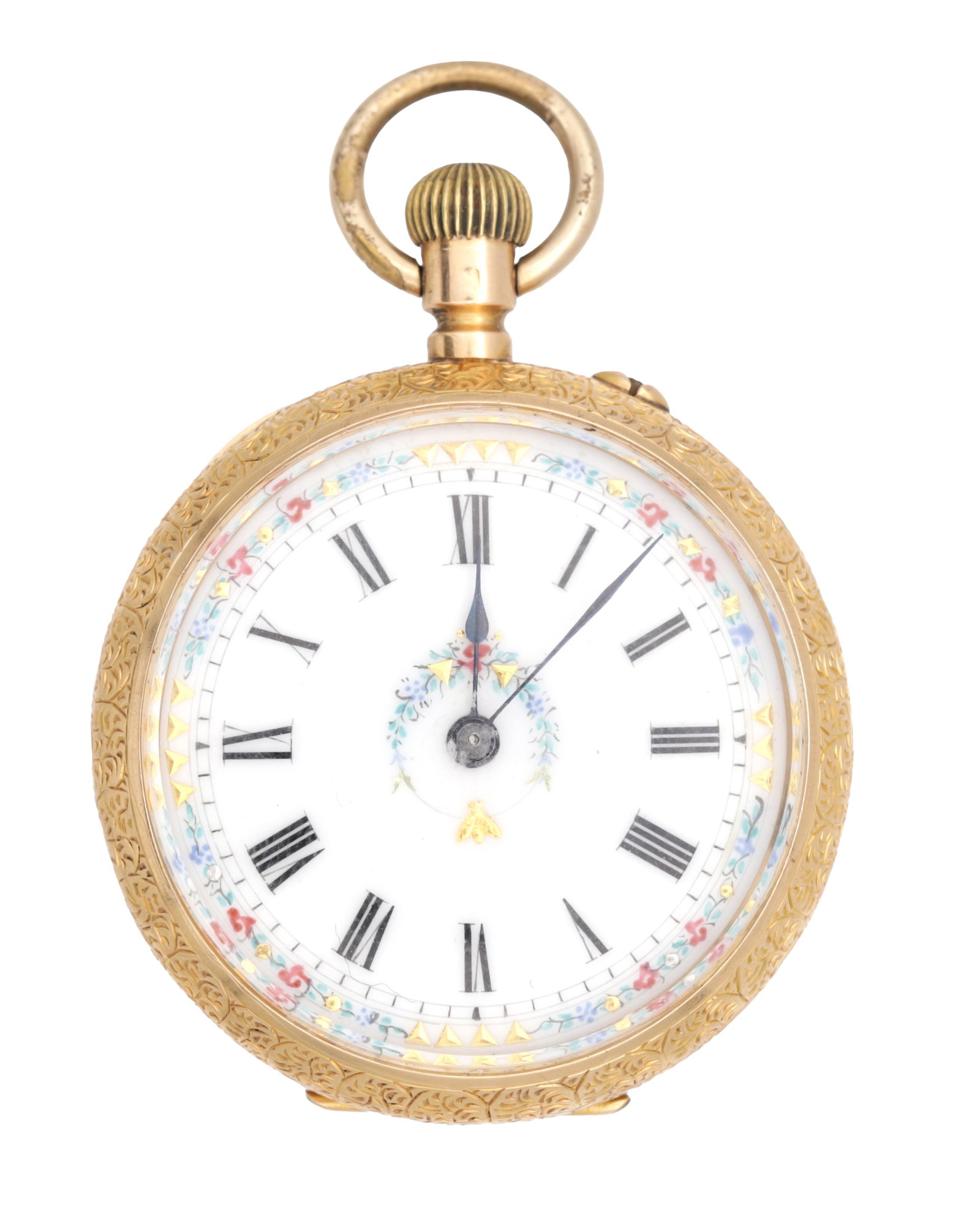 A SWISS 18CT GOLD OPEN FACED FOB WATCH (1 of 6)