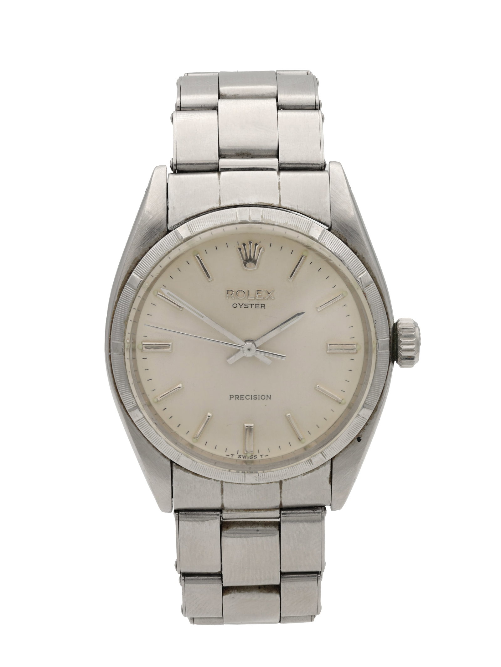 A GENTLEMAN'S ROLEX STAINLESS STEEL OYSTER PRECISION WRIST WATCH (1 of 6)