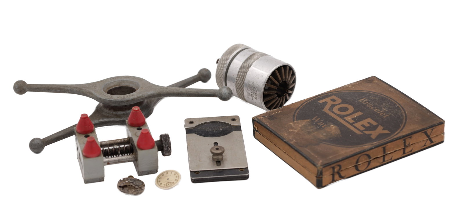 A COLLECTION OF ROLEX WATCH PARTS AND WATCHMAKER'S TOOLS (1 of 7)