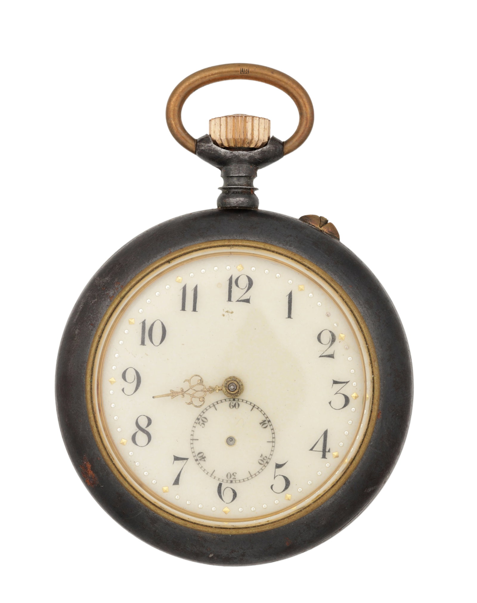 AN EARLY 20TH CENTURY SWISS GUNMETAL OPEN FACE EROTIC AUTOMATON POCKET WATCH (1 of 7)