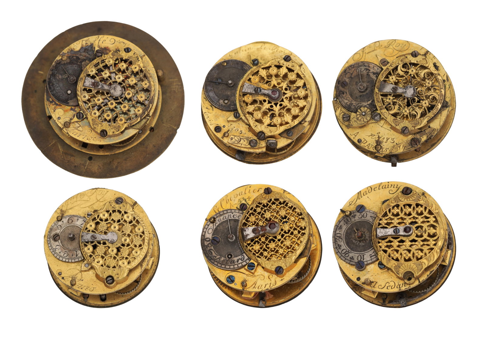 A COLLECTION OF SIX FRENCH VERGE POCKET WATCH MOVEMENTS (1 of 2)