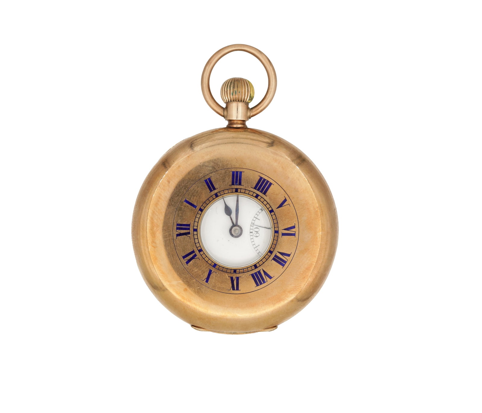 A 9CT GOLD HALF HUNTER KEYLESS WOUND POCKET WATCH (1 of 5)