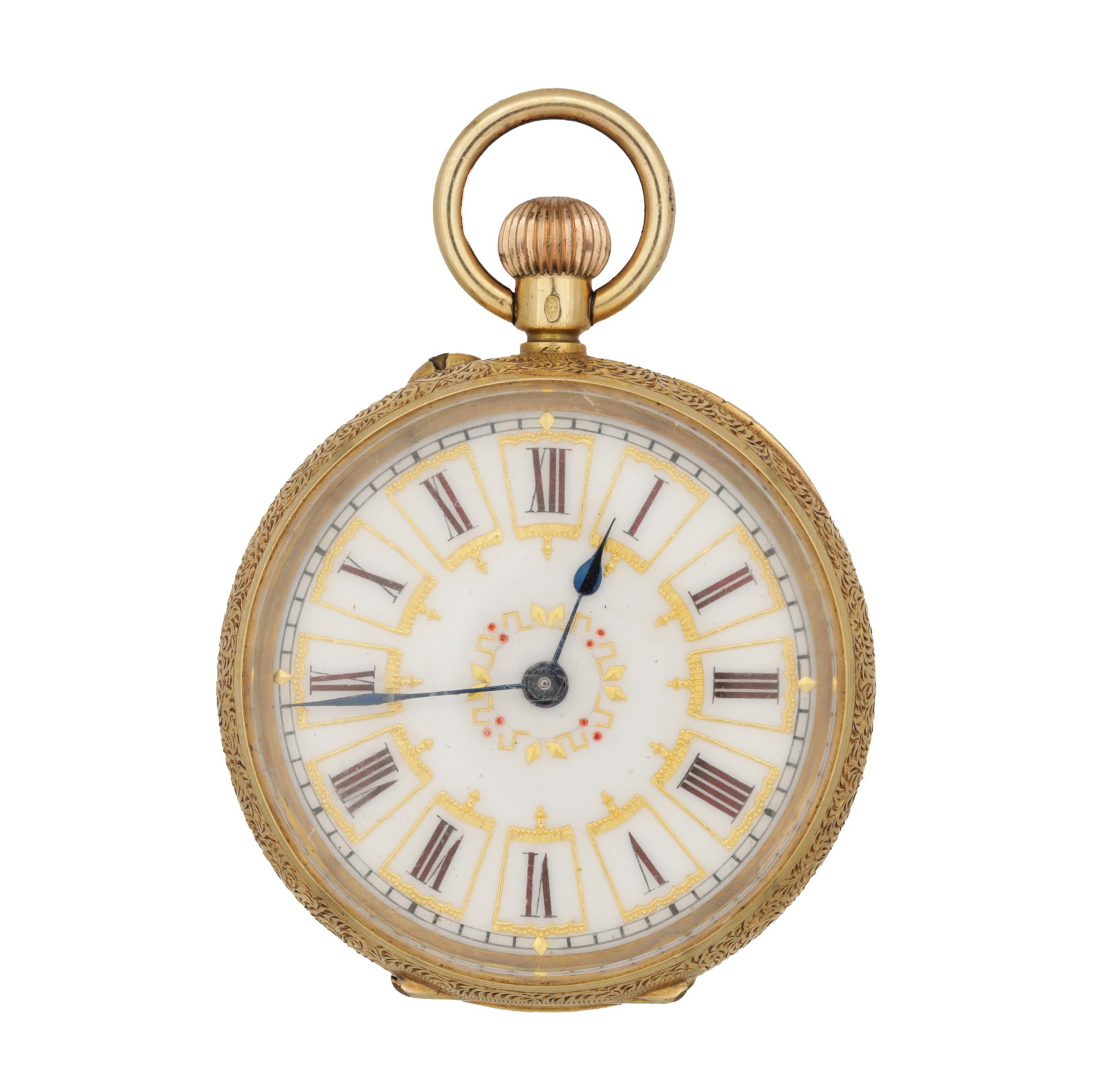 A SWISS 18CT GOLD OPEN FACED FOB WATCH (1 of 5)
