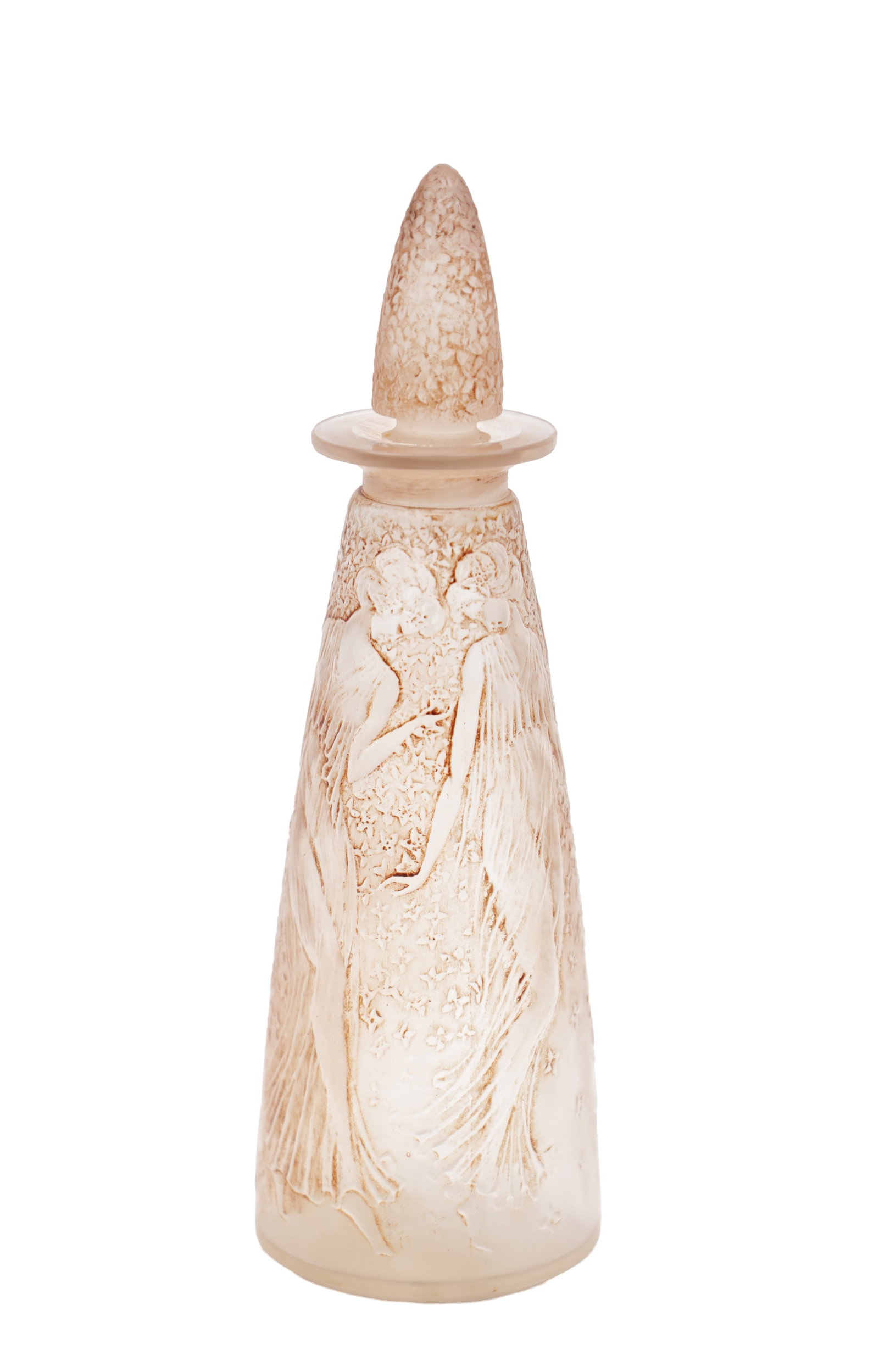 RENE LALIQUE A SEPIA STAINED FROSTED GLASS POESIE D'ORSAY PERFUME BOTTLE (1 of 8)