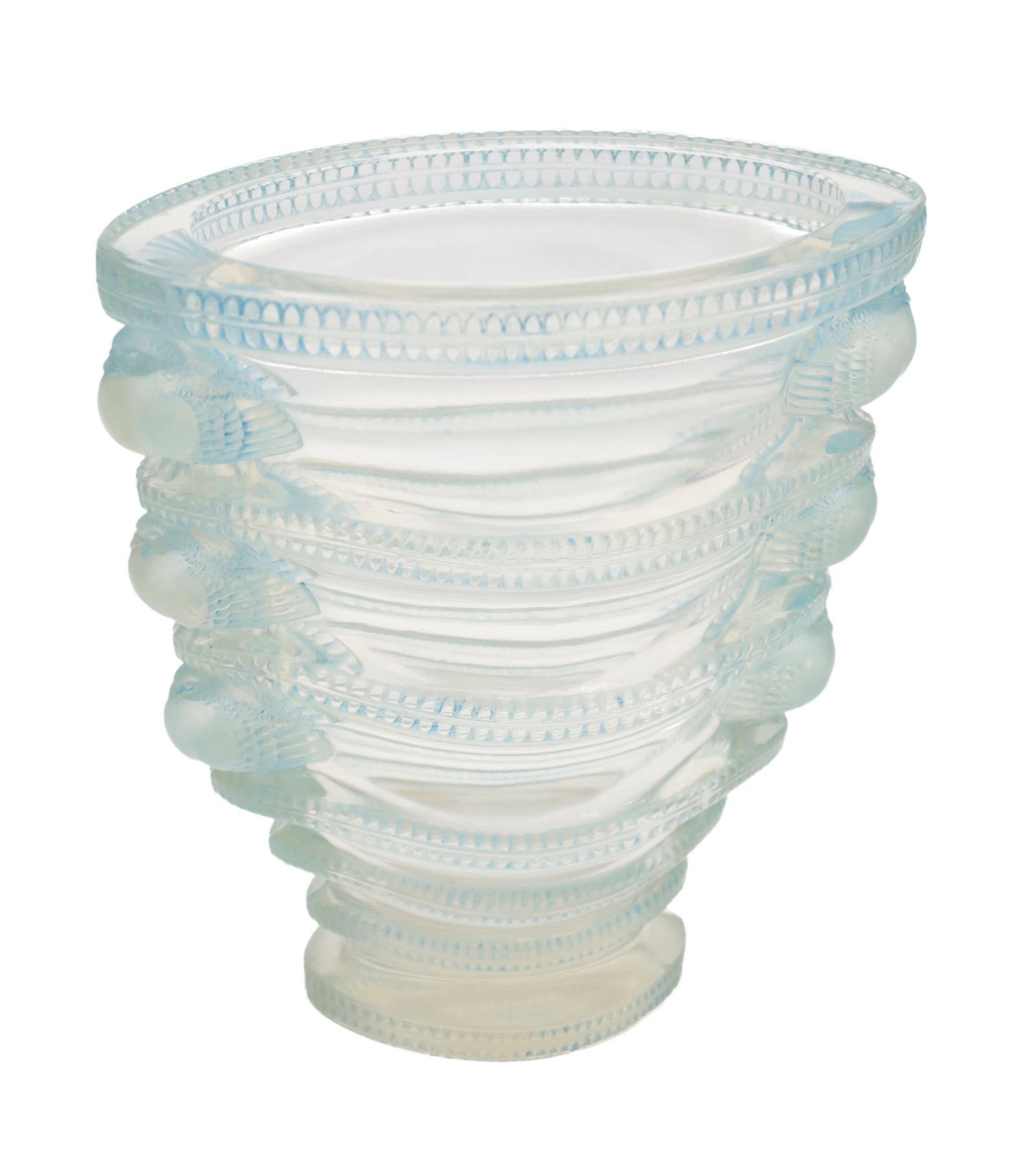 RENE LALIQUE AN OPALESCENT AND BLUE STAINED SAINT-MARC VASE (1 of 6)