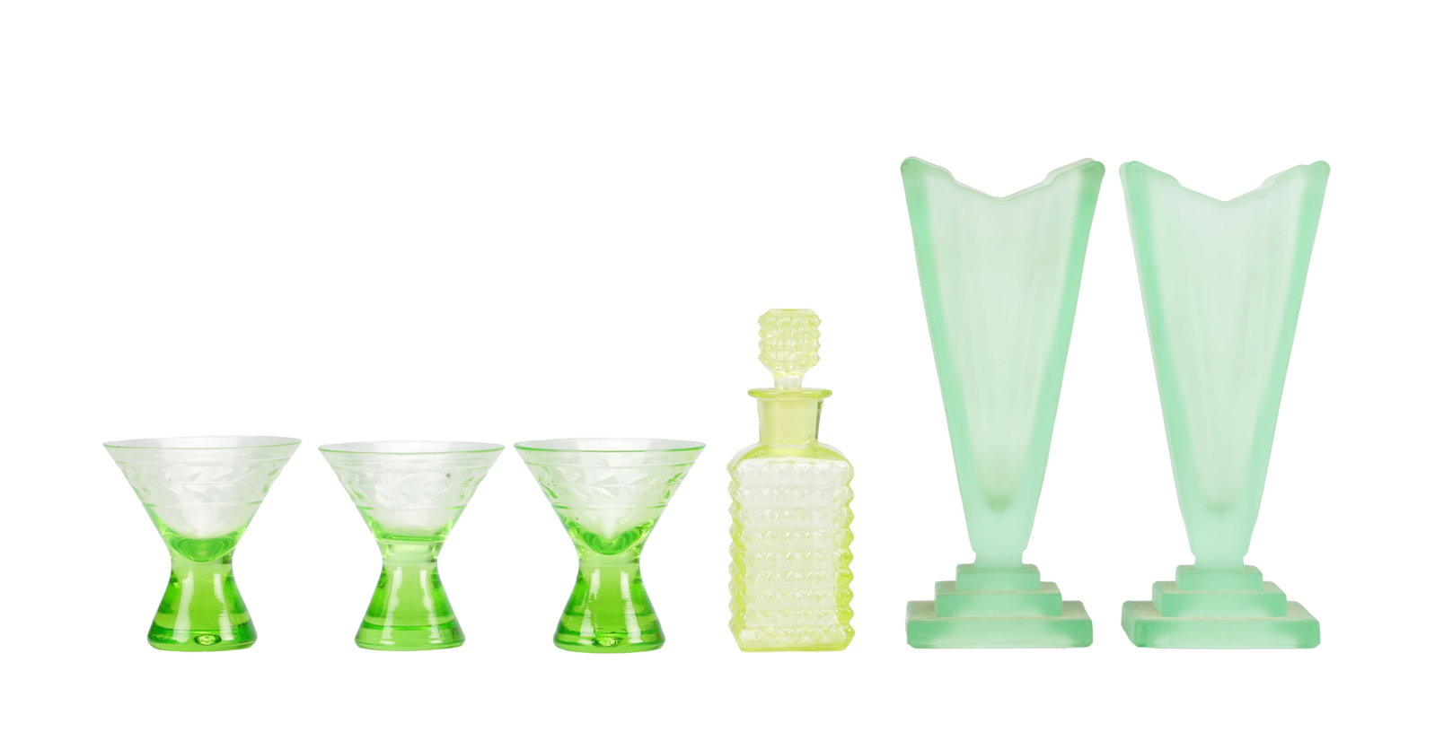 A COLLECTION OF 20TH CENTURY URANIUM GLASS (1 of 2)