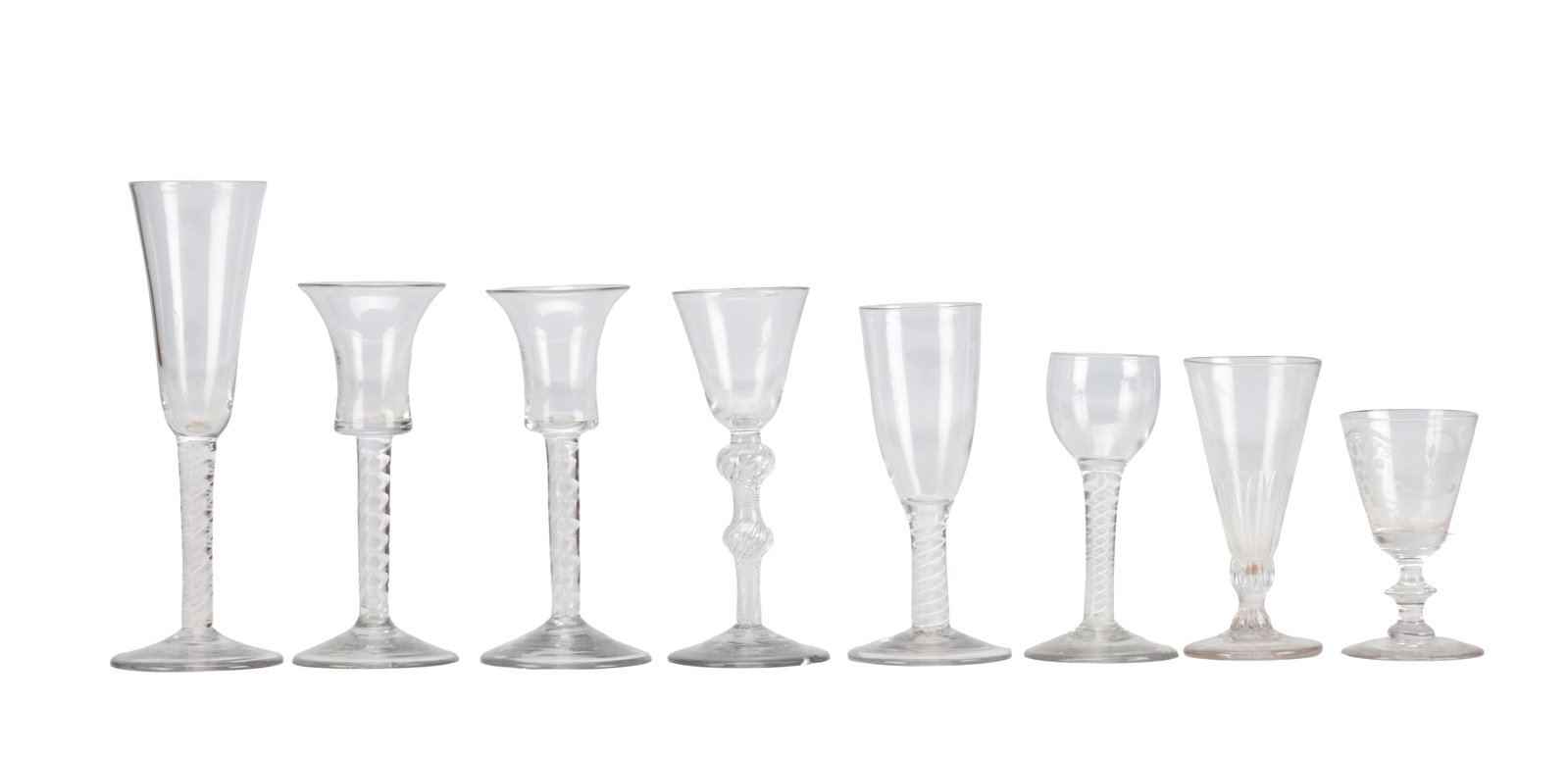 A COLLECTION OF 18TH CENTURY TWISTED STEM GLASSES (1 of 10)