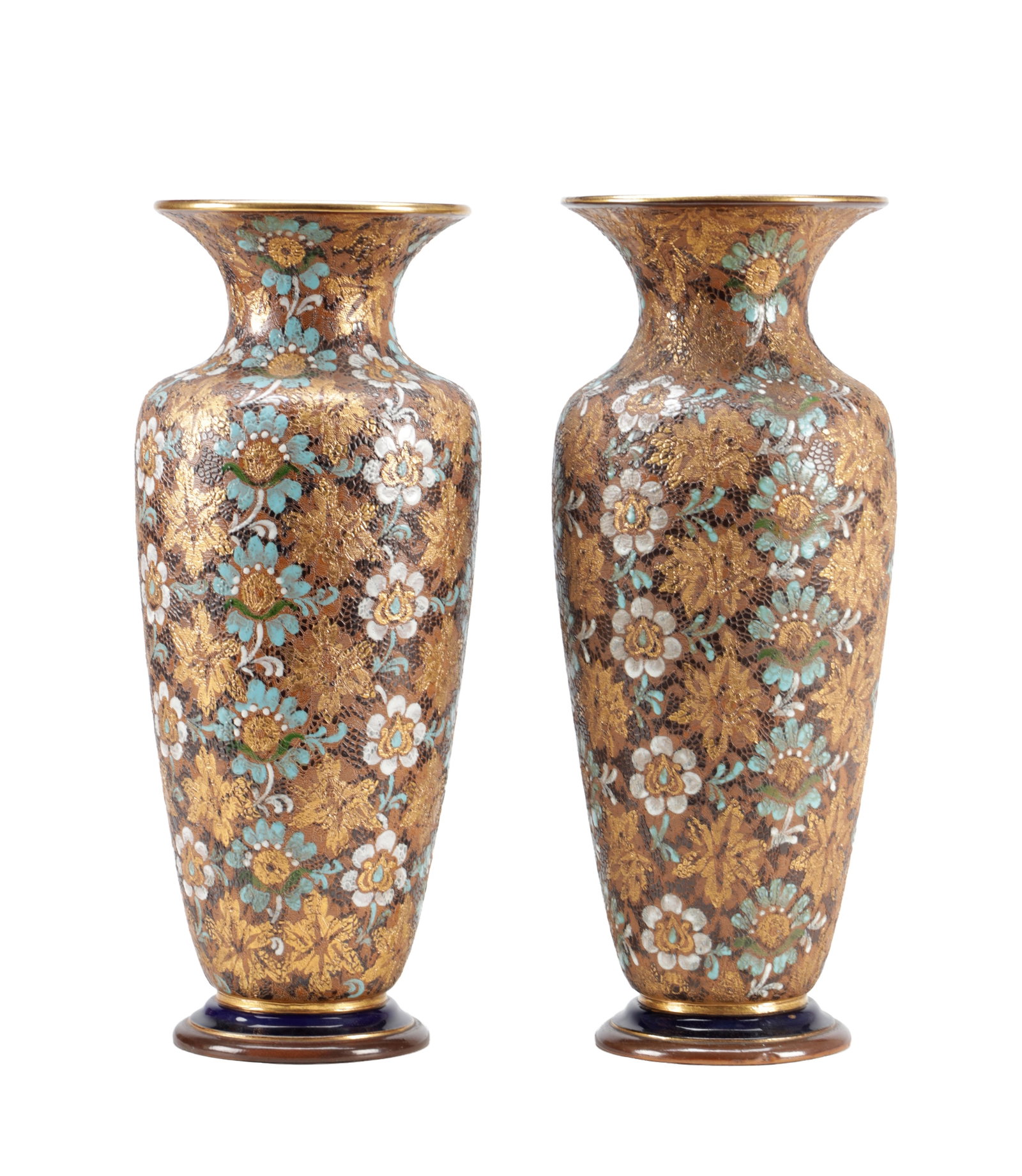 A PAIR OF EARLY 20TH CENTURY ROYAL DOULTON SLATERS STONEWARE VASES (1 of 7)