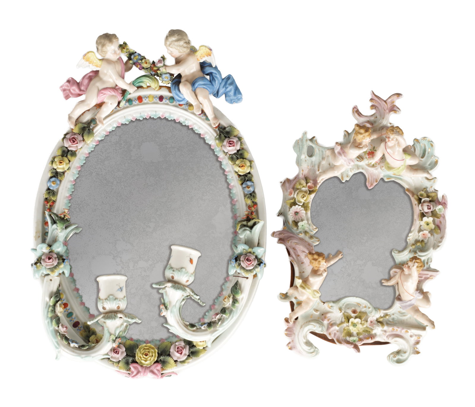 TWO LATE 19TH CENTURY CONTINENTAL PORCELAIN HANGING MIRRORS (1 of 9)