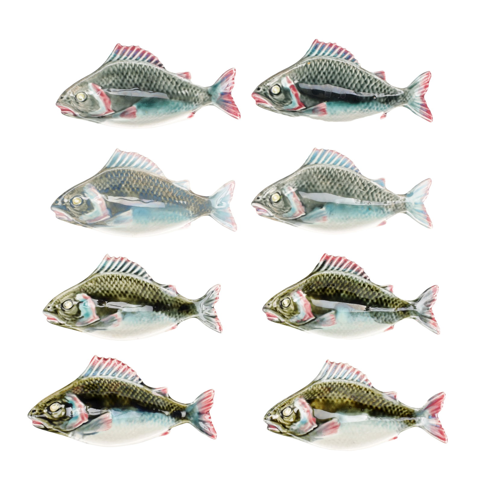 A COLLECTION OF EIGHT MAJOLICA STYLE FISH PLATTERS (1 of 7)