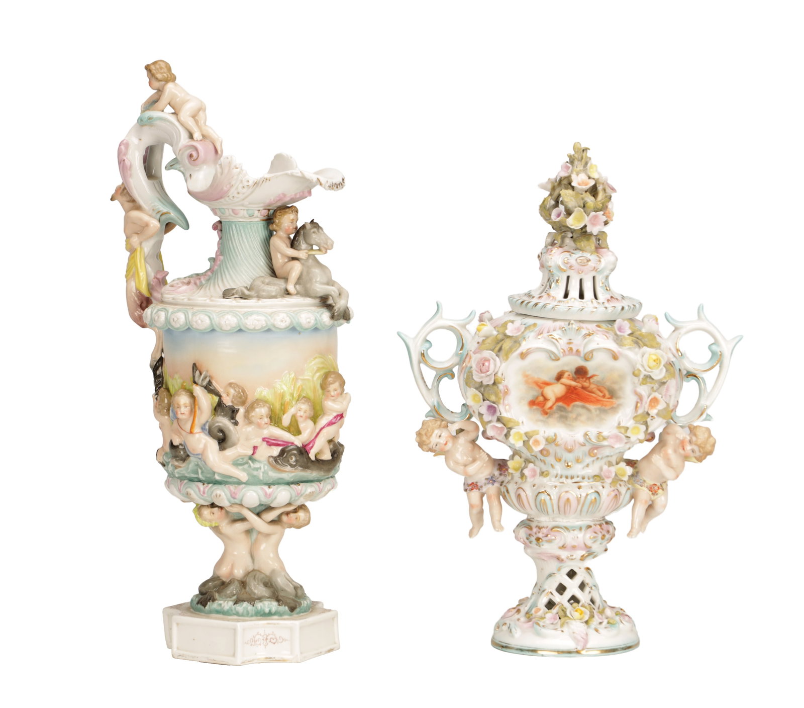TWO LATE 19TH CENTURY CONTINENTAL PORCELAIN FIGURAL ORNAMENTS (1 of 16)