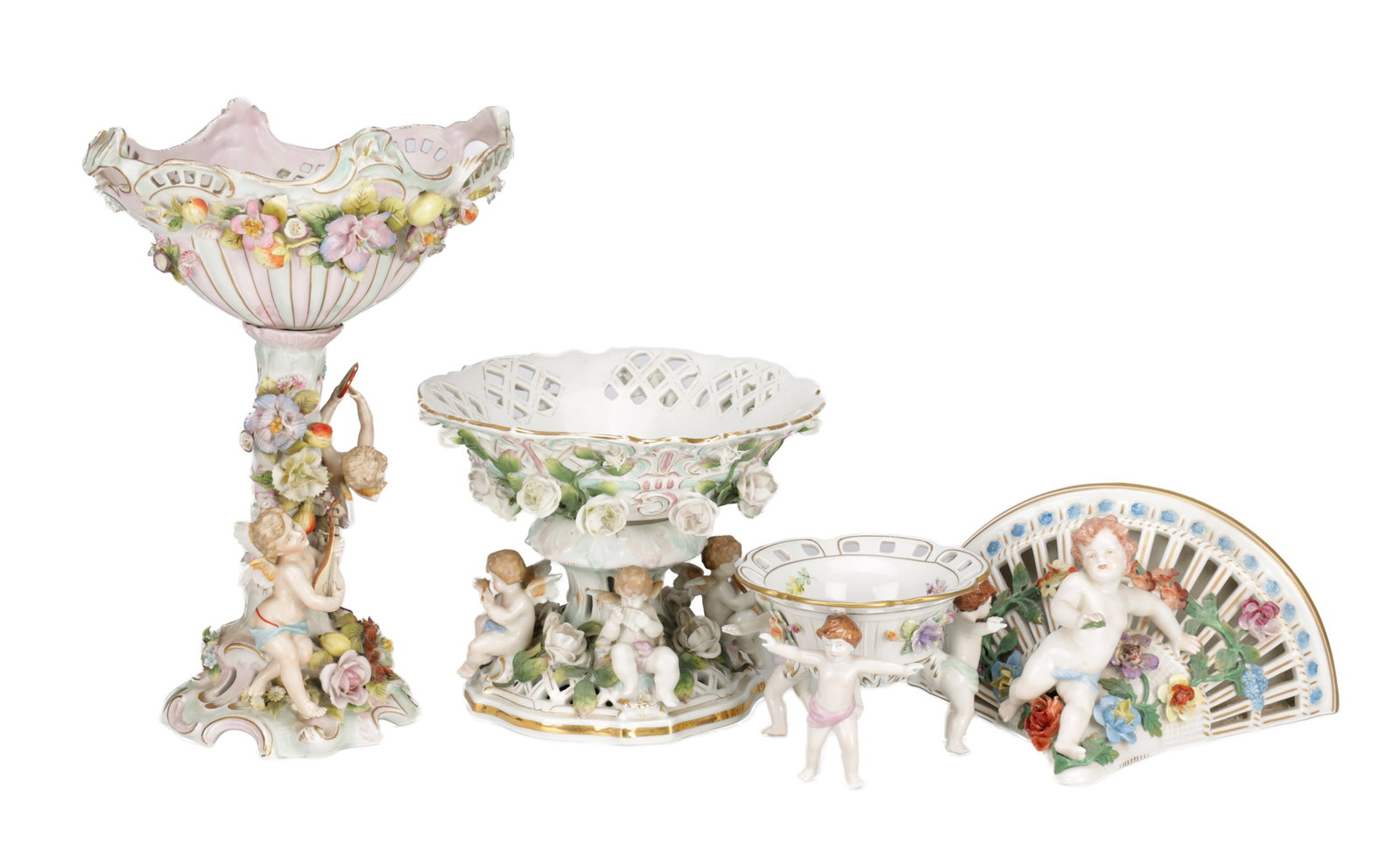 A COLLECTION OF FOUR EARLY 20TH CENTURY CONTINENTAL PORCELAIN FIGURAL PIECES (1 of 16)
