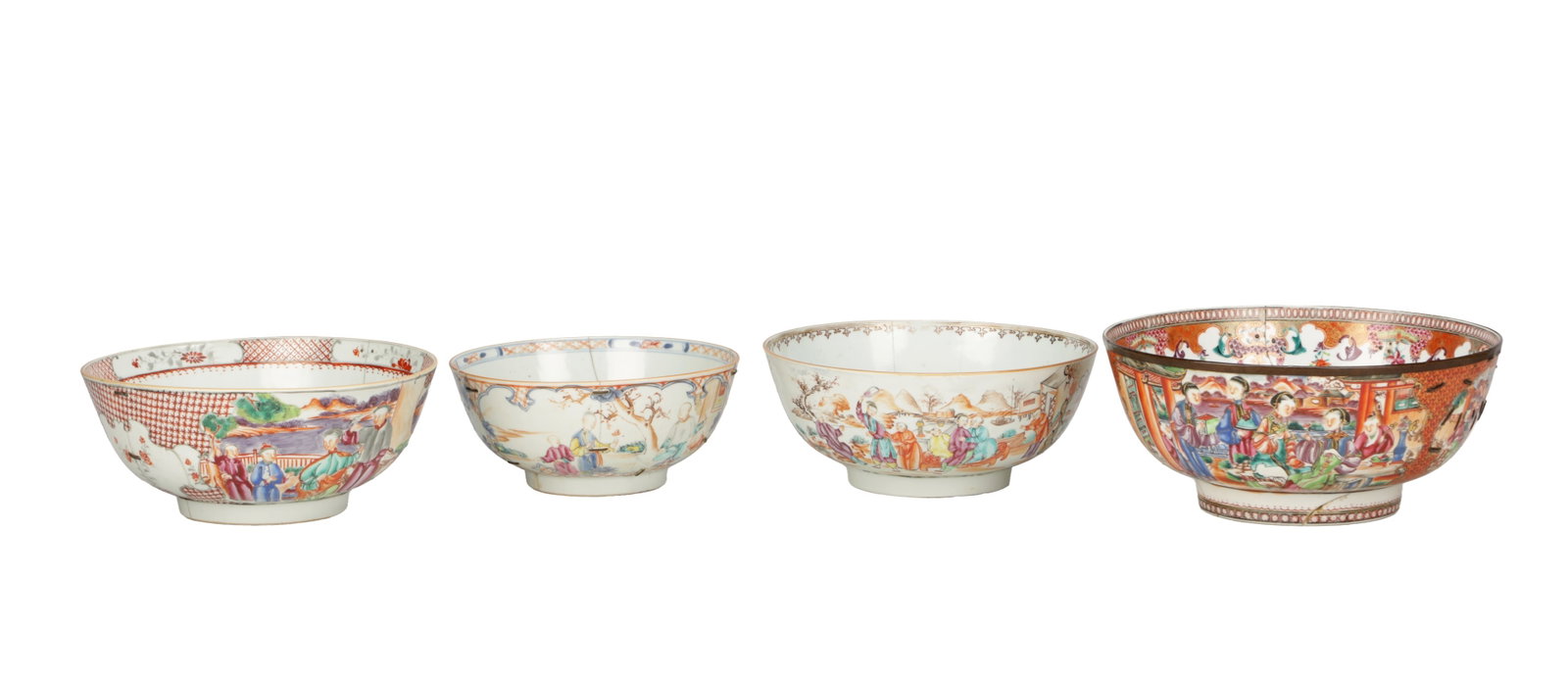 A COLLECTION OF FOUR 19TH CENTURY CANTONESE PORCELAIN BOWLS (1 of 19)