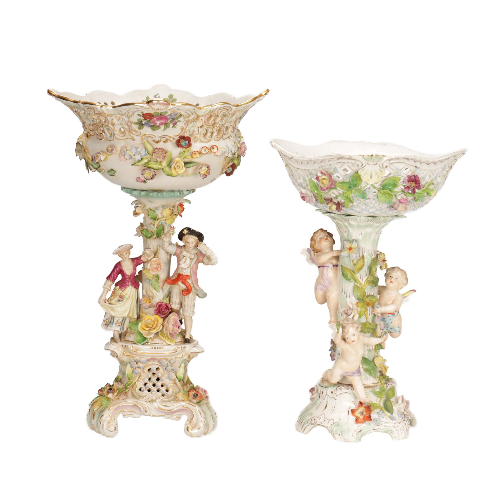 TWO LATE 19TH CENTURY CONTINENTAL PORCELAIN FIGURAL CENTRE PIECES (1 of 16)