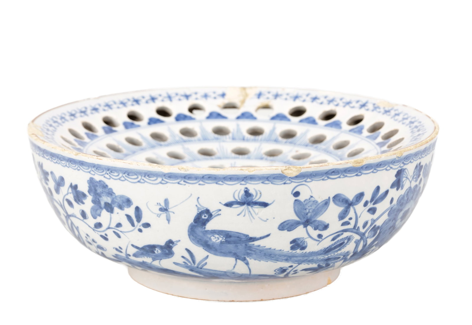 A RARE 18TH CENTURY ENGLISH DELFT BLUE AND WHITE COLANDER (1 of 11)