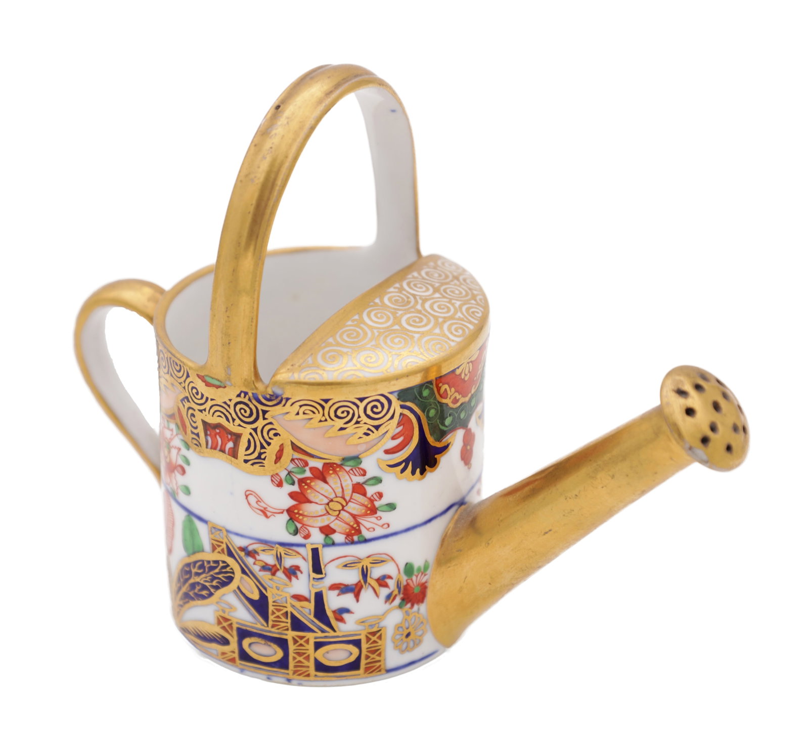 A 19TH CENTURY SPODE PORCELAIN MINIATURE WATERING CAN IN THE IMARI PALETTE (1 of 6)