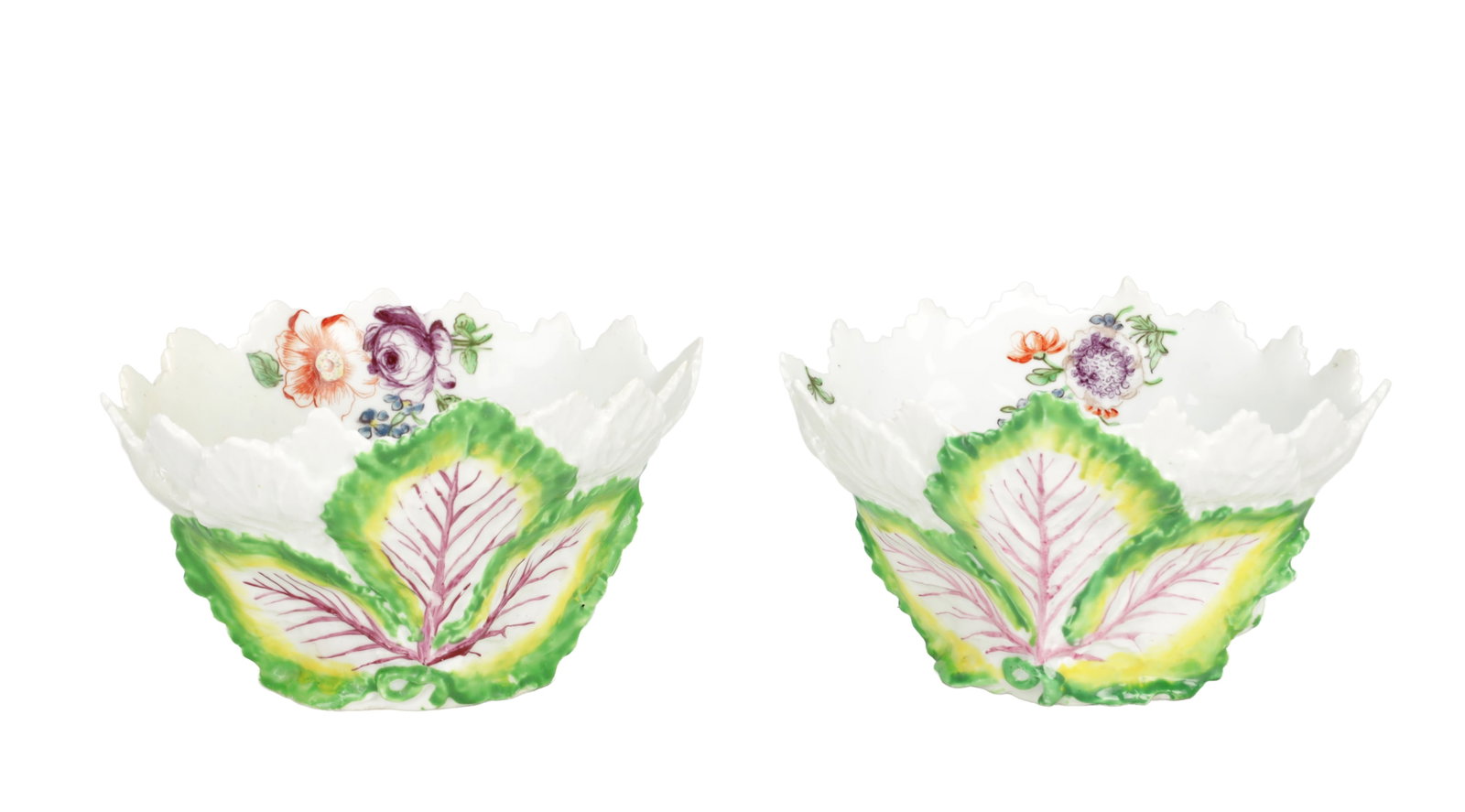 A PAIR OF 18TH CENTURY LONGTON HALL PORCELAIN LEAF-MOULDED DISHES (1 of 8)