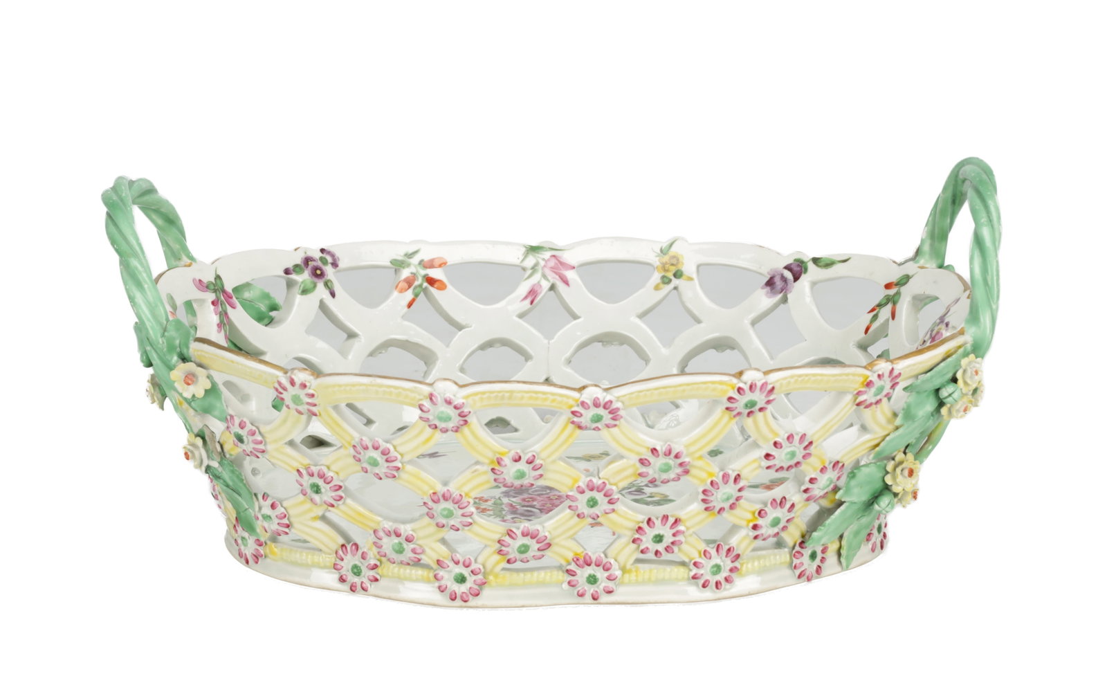 A RARE 18TH CENTURY WORCESTER PORCELAIN LATTICEWORK BASKET (1 of 8)