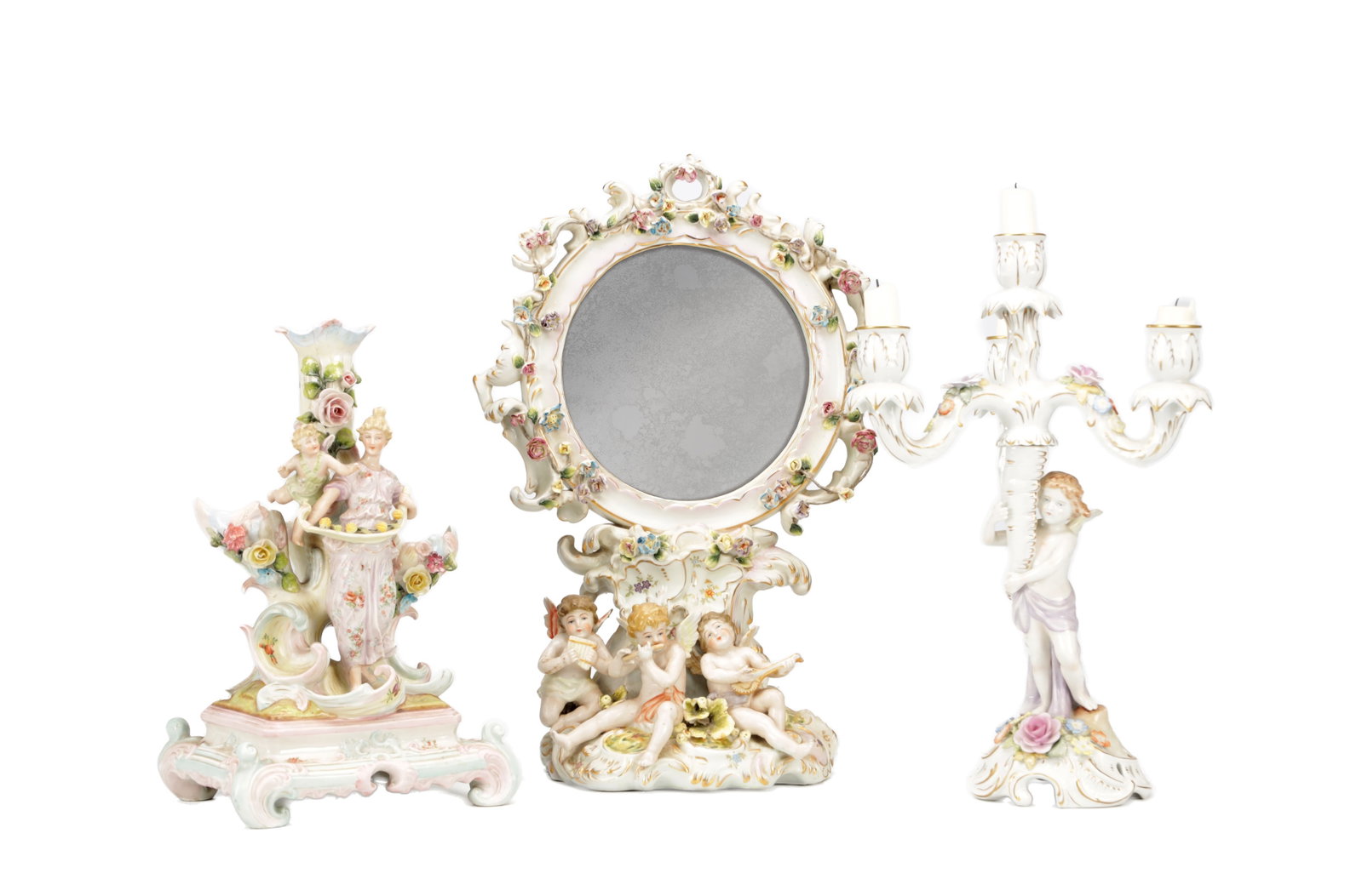 THREE LATE 19TH CENTURY CONTINENTAL PORCELAIN FIGURAL TABLE PIECES (1 of 13)