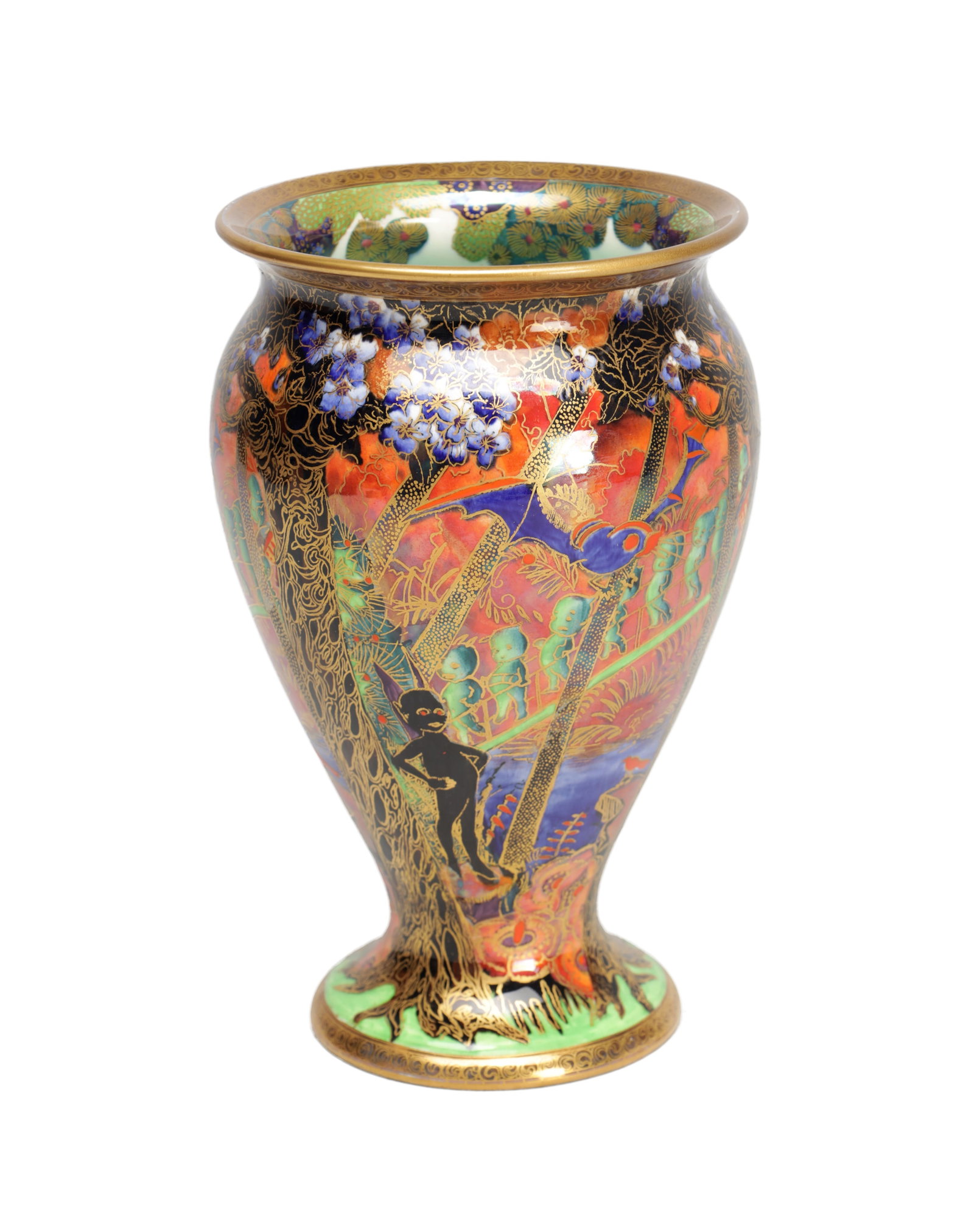 AN EARLY 20TH CENTURY WEDGWOOD FAIRYLAND LUSTRE VASE IN THE IMPS ON A BRIDGE PATTERN Z5481 (1 of 10)