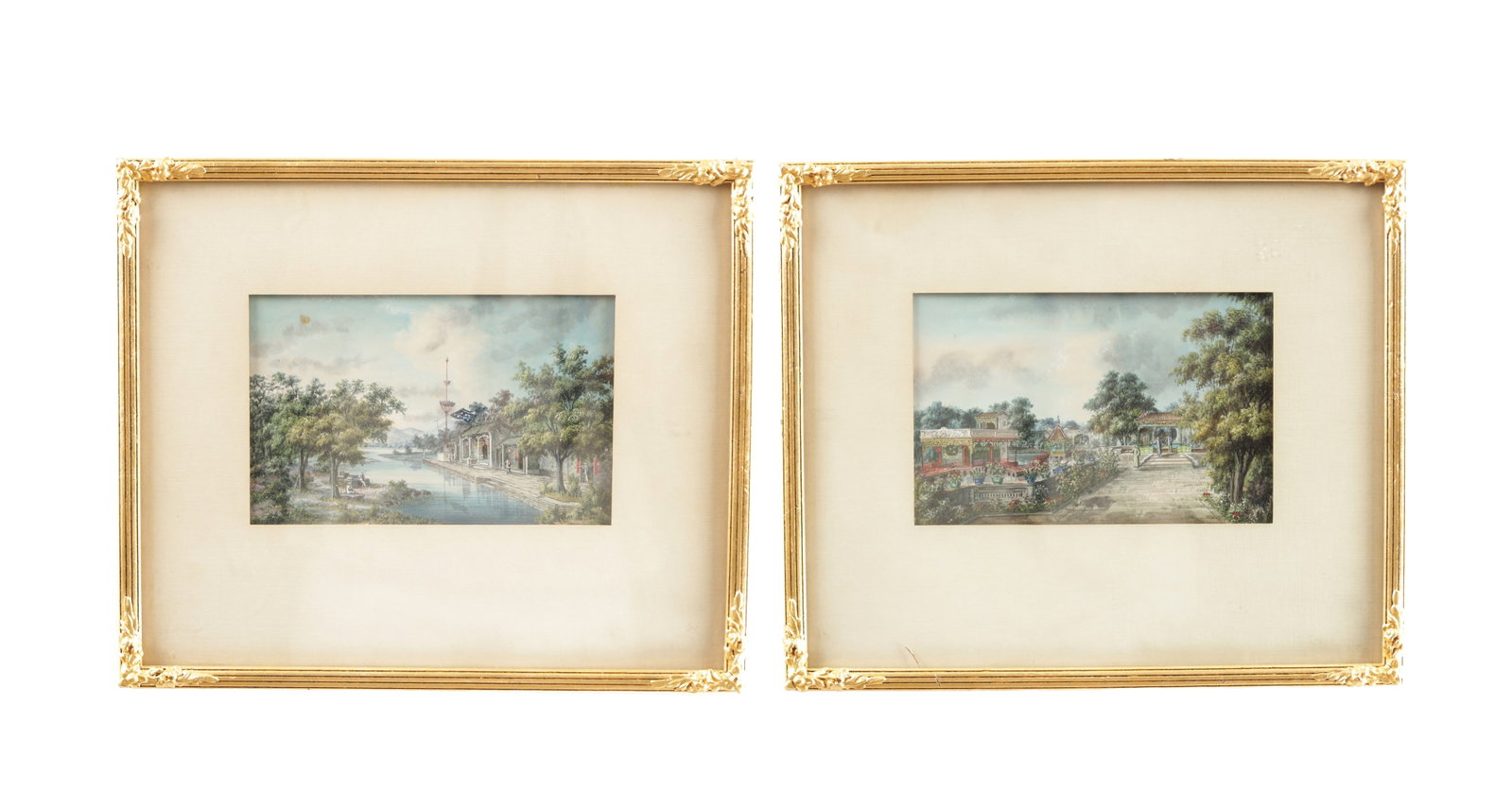 A PAIR OF CHINESE GOUACHE ON PAPER PAINTINGS (1 of 6)