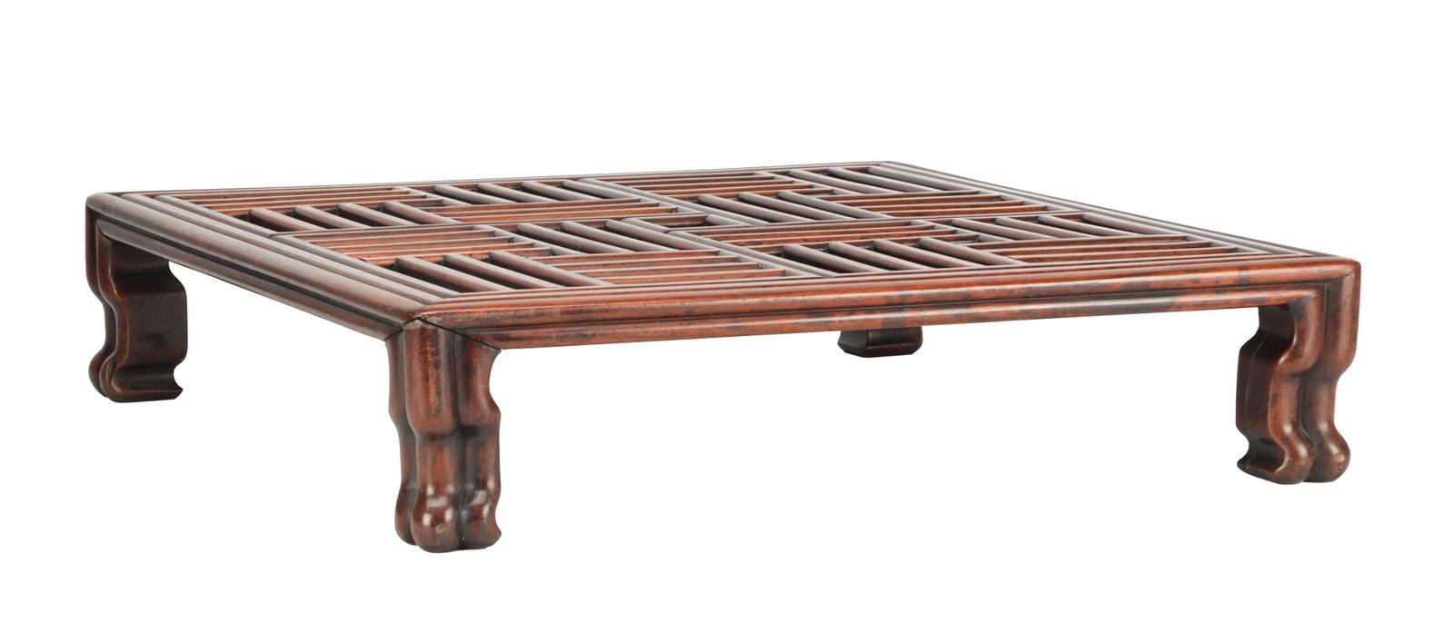 A 19TH CENTURY CHINESE HARDWOOD SLATTED LOW TABLE (1 of 8)