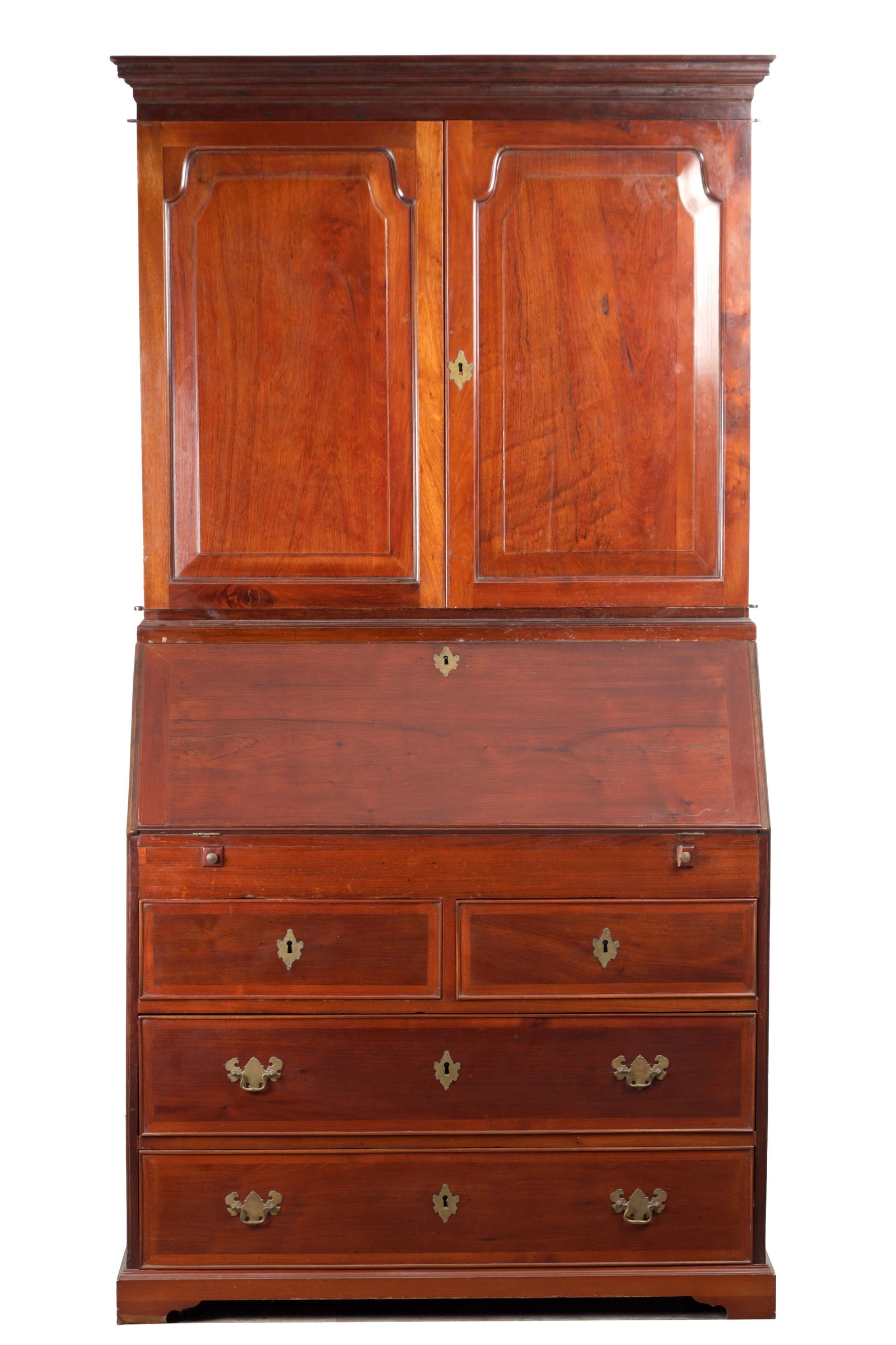 AN 18TH CENTURY ANGLO-CHINESE HARDWOOD BUREAU BOOKCASE: AN 18TH CENTURY ANGLO-CHINESE HARDWOOD BUREAU BOOKCASE POSSIBLY HUANGUALI (205cm high 105cm wide 55cm deep)