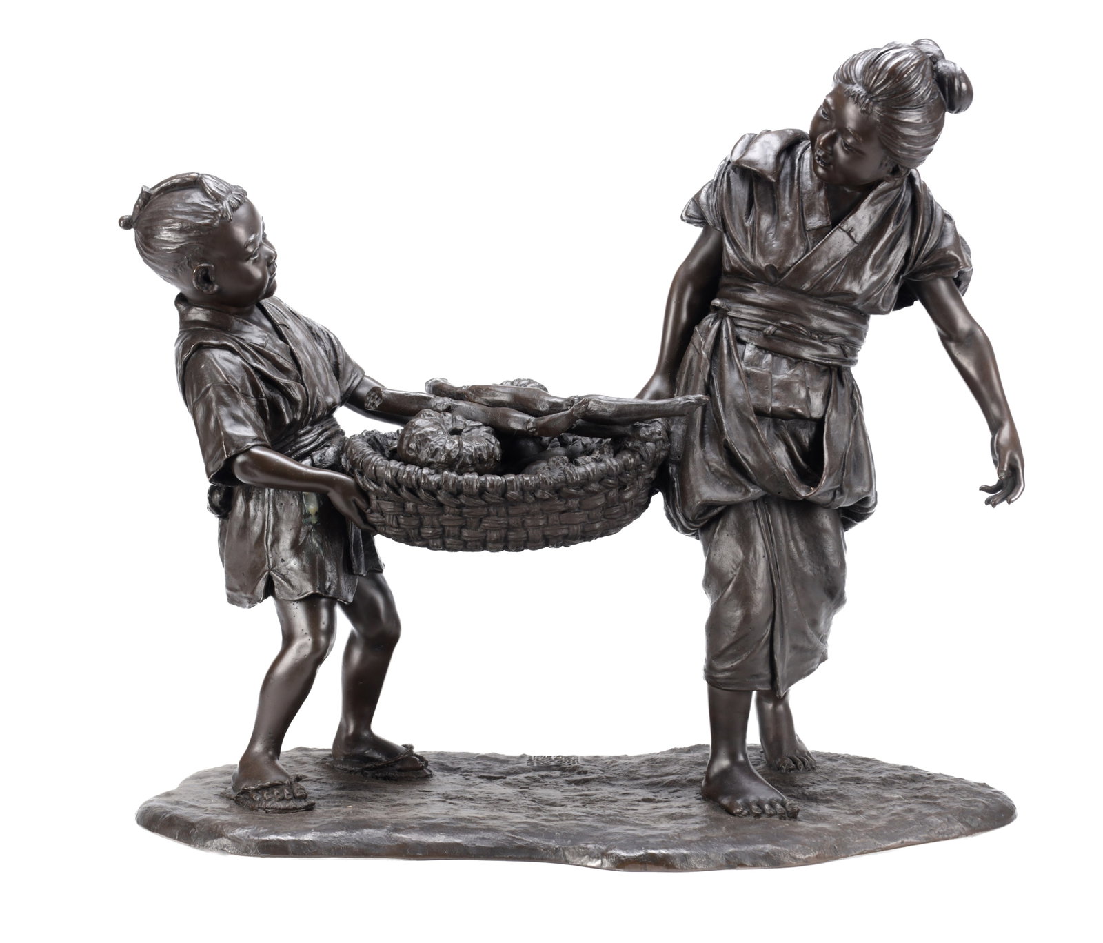 A LARGE MEIJI PERIOD JAPANESE TOKYO SCHOOL BRONZE FIGURAL GROUP (1 of 7)