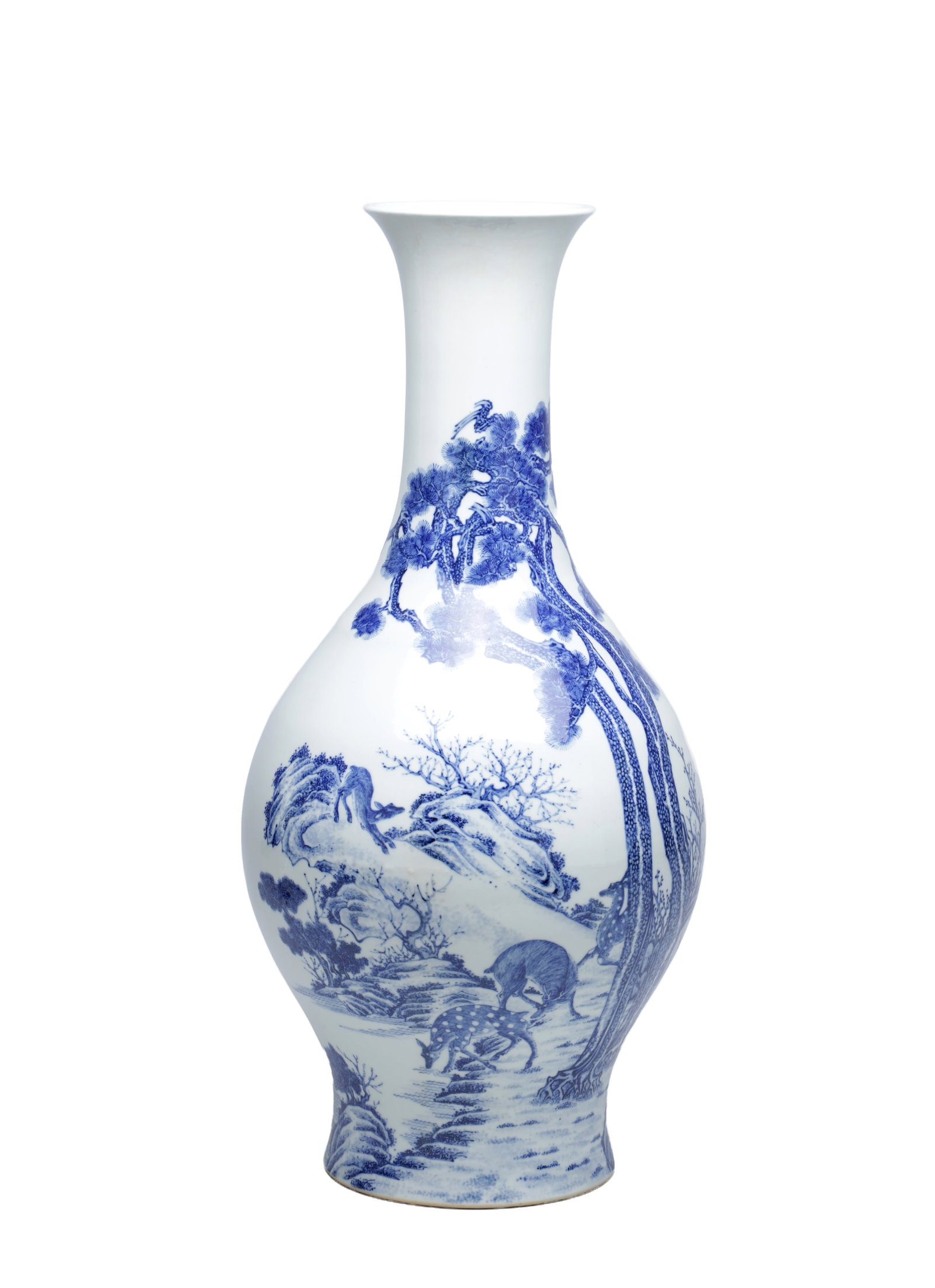 A CHINESE BLUE AND WHITE PORCELAIN BALUSTER VASE (1 of 10)