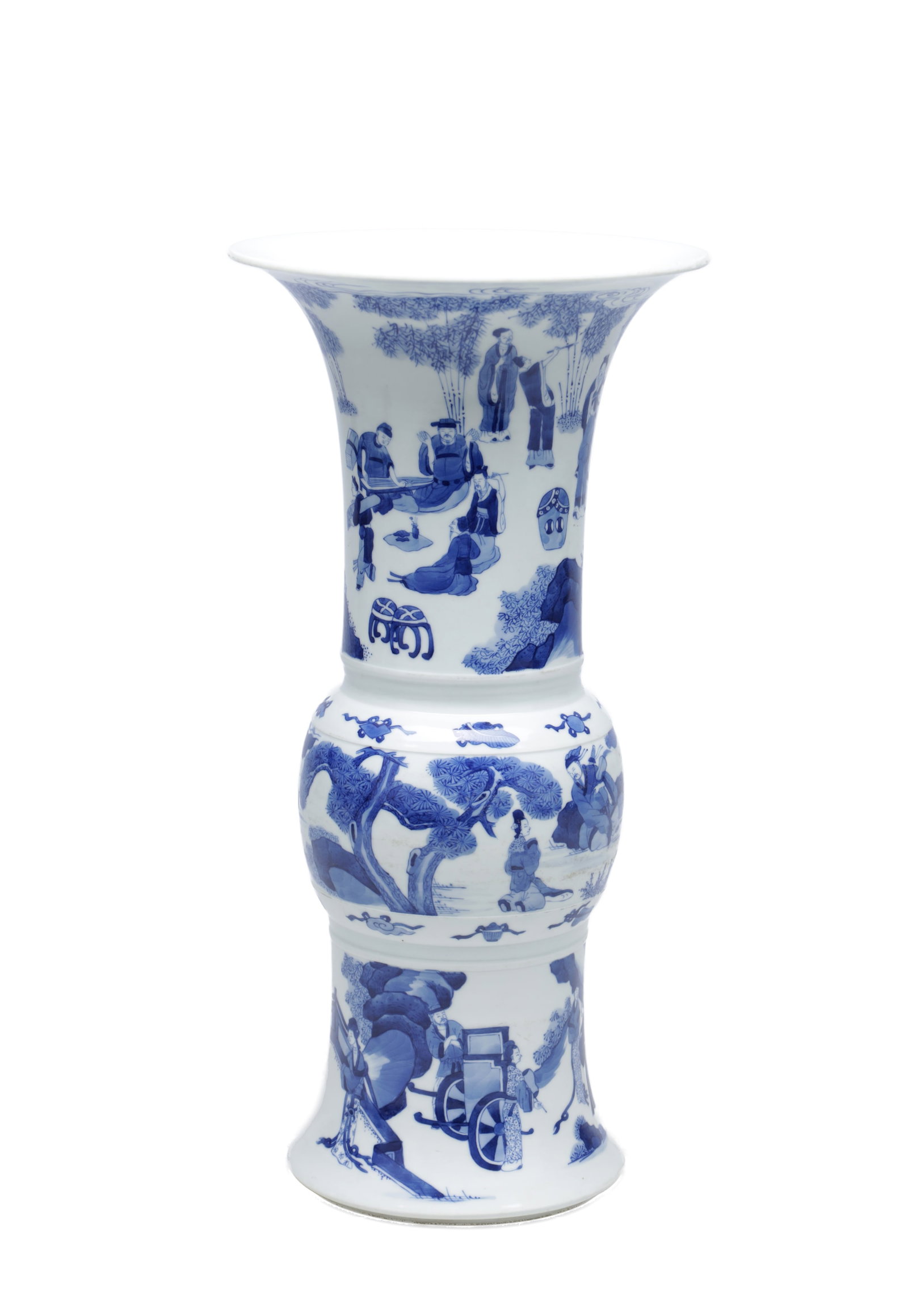 A CHINESE BLUE AND WHITE PORCELAIN GU VASE (1 of 14)