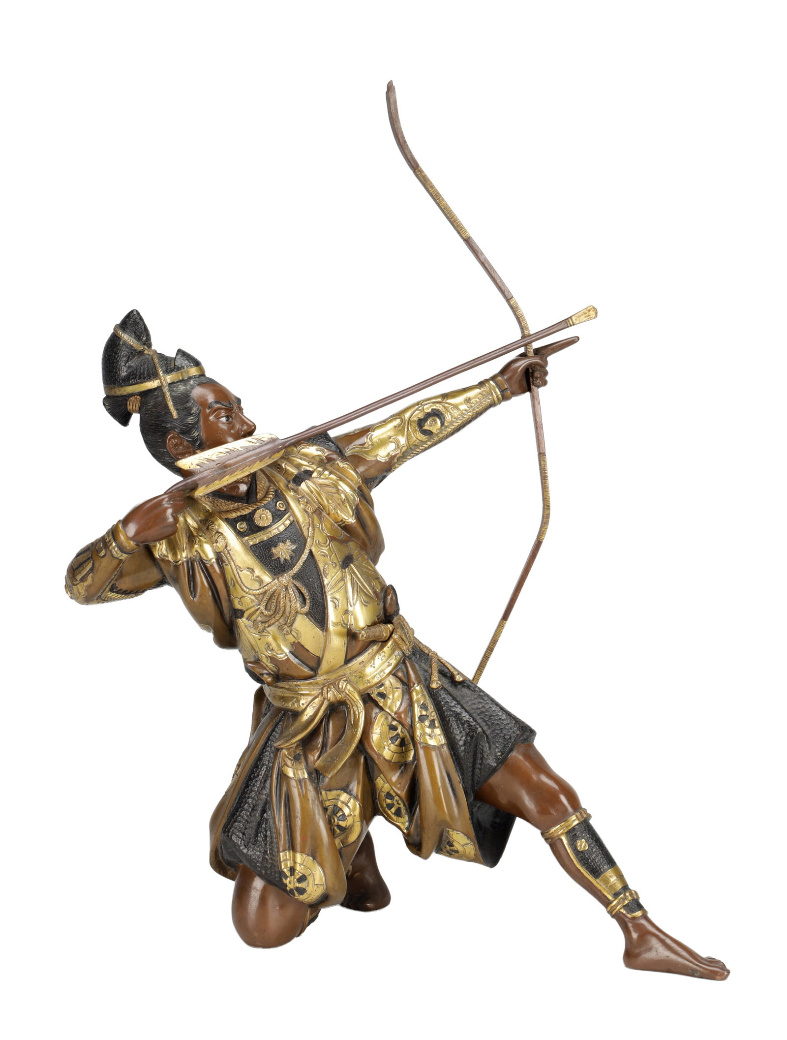A FINE LATE 19TH CENTURY JAPANESE MEIJI PERIOD BRONZE AND MIXED METAL SAMURAI ARCHER (1 of 11)
