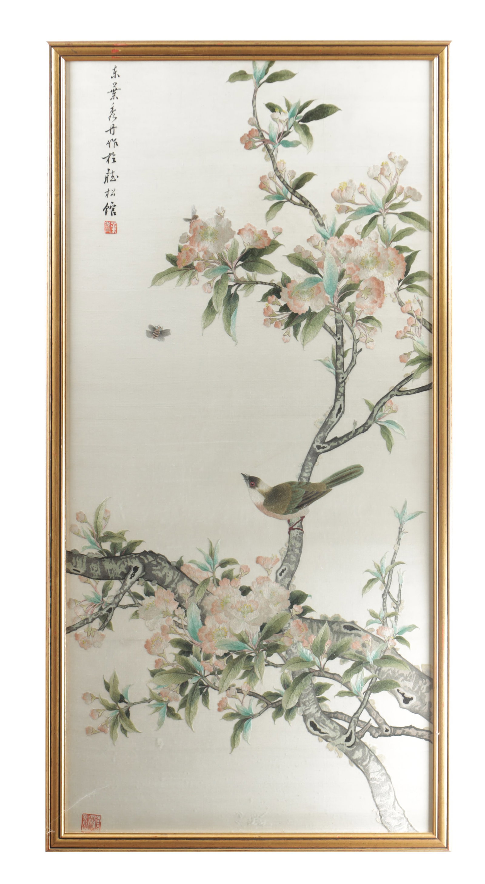 A 19TH CENTURY JAPANESE INK AND COLOUR ON SILK PANEL (1 of 7)
