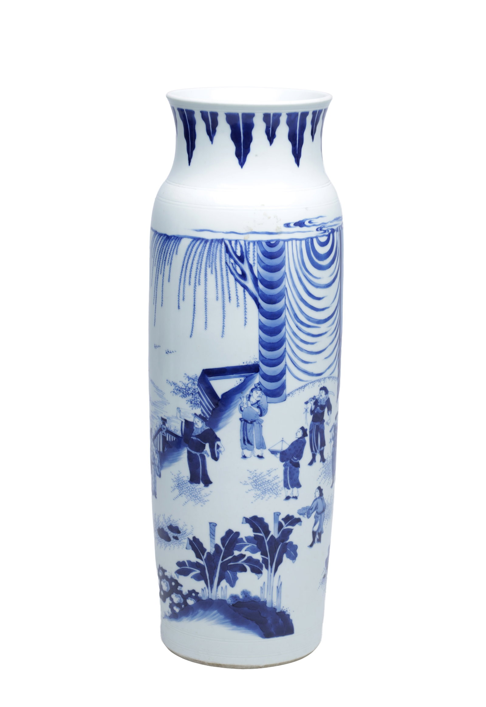 A CHINESE BLUE AND WHITE PORCELAIN SLEEVE VASE (1 of 6)