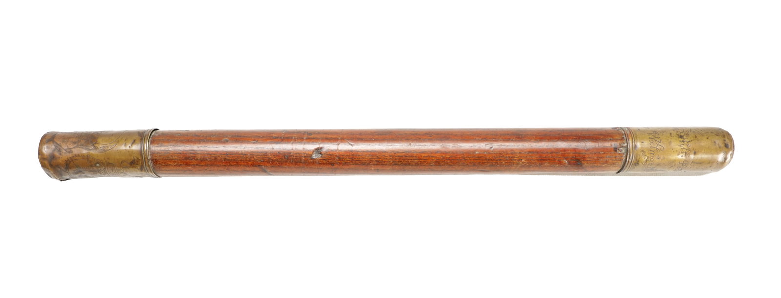 A RARE QUEEN ANNE YORKSHIRE BRASS MOUNTED WOODEN TRUNCHEON DATED 1706 (1 of 6)