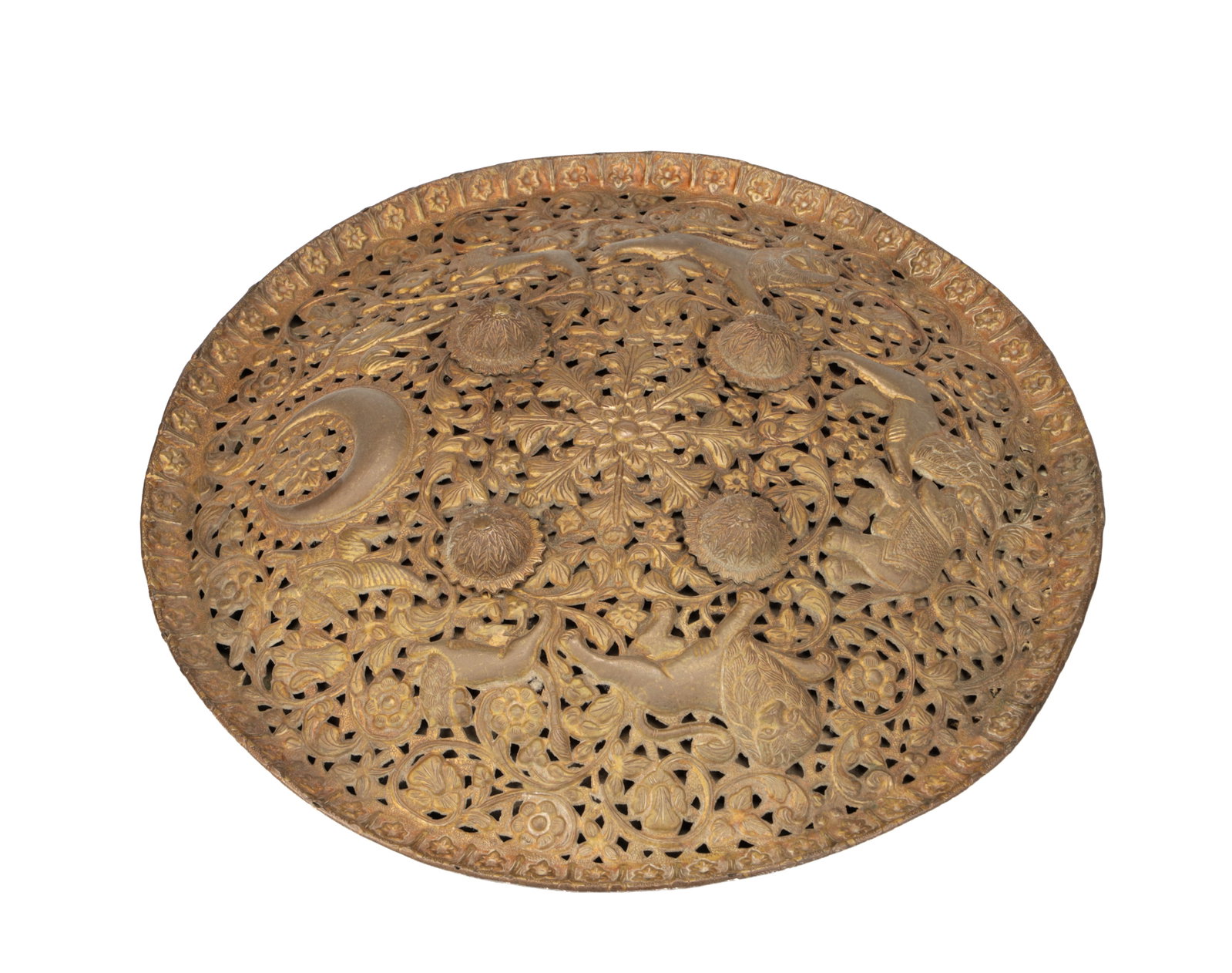 A 19TH CENTURY INDO PERSIAN BRASS DHAL (SHIELD) (1 of 8)