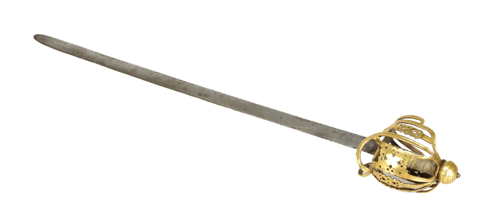 AN 18TH CENTURY SCOTTISH BRASS HILTED BASKET-HILT SWORD (1 of 8)