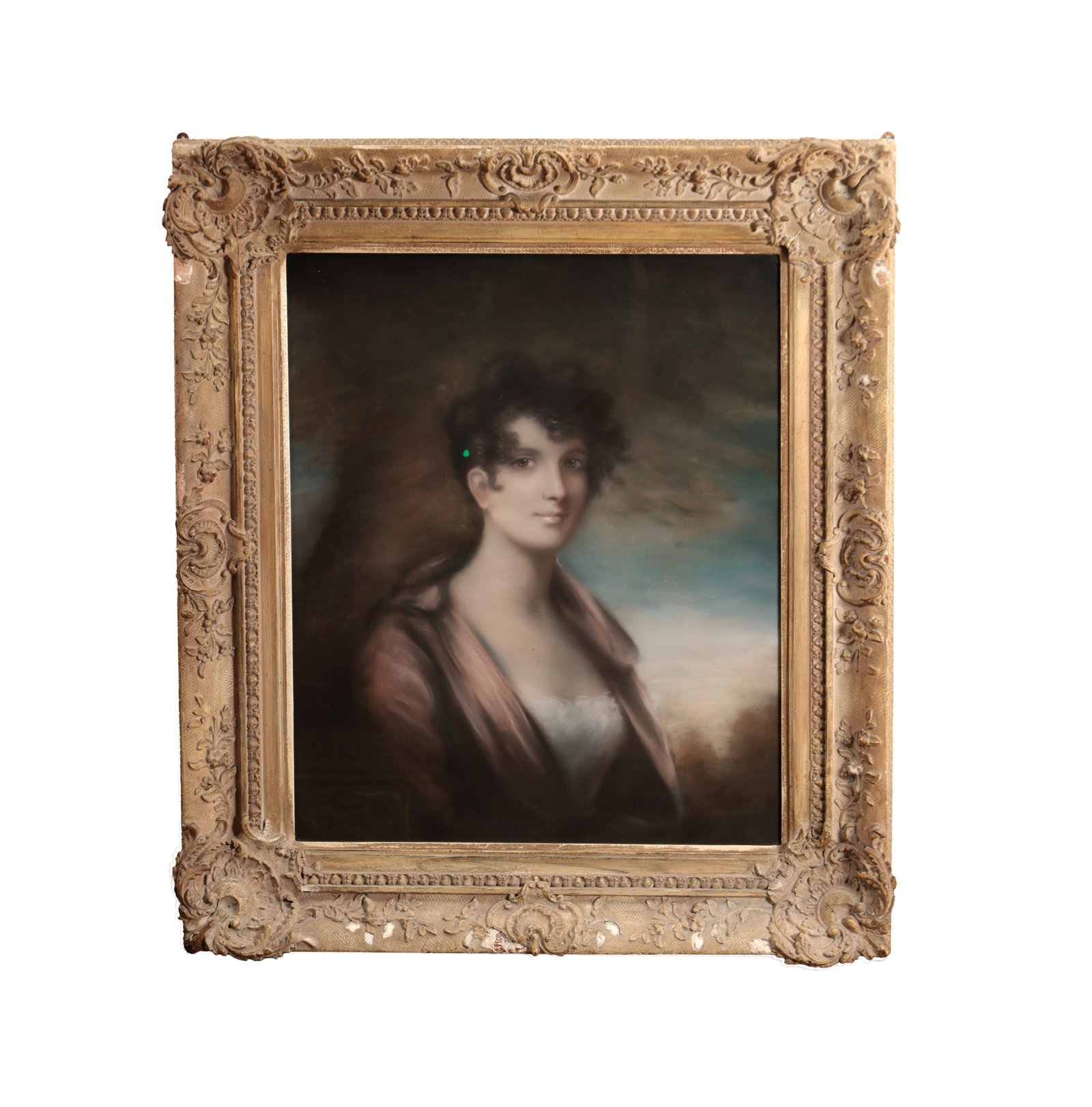 A 19TH CENTURY PASTEL PORTRAIT OF A YOUNG LADY (1 of 3)