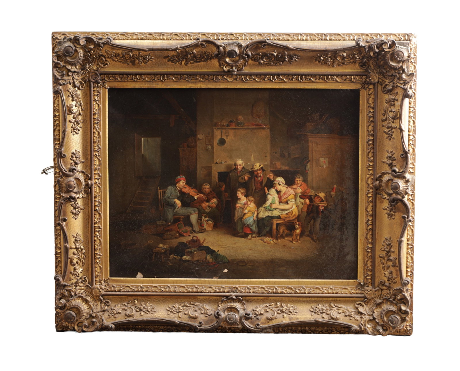 AFTER DAVID WILKIE (SCOTTISH 1785-1841) A 19TH CENTURY OIL ON CANVAS THE BLIND FIDDLER (1 of 6)