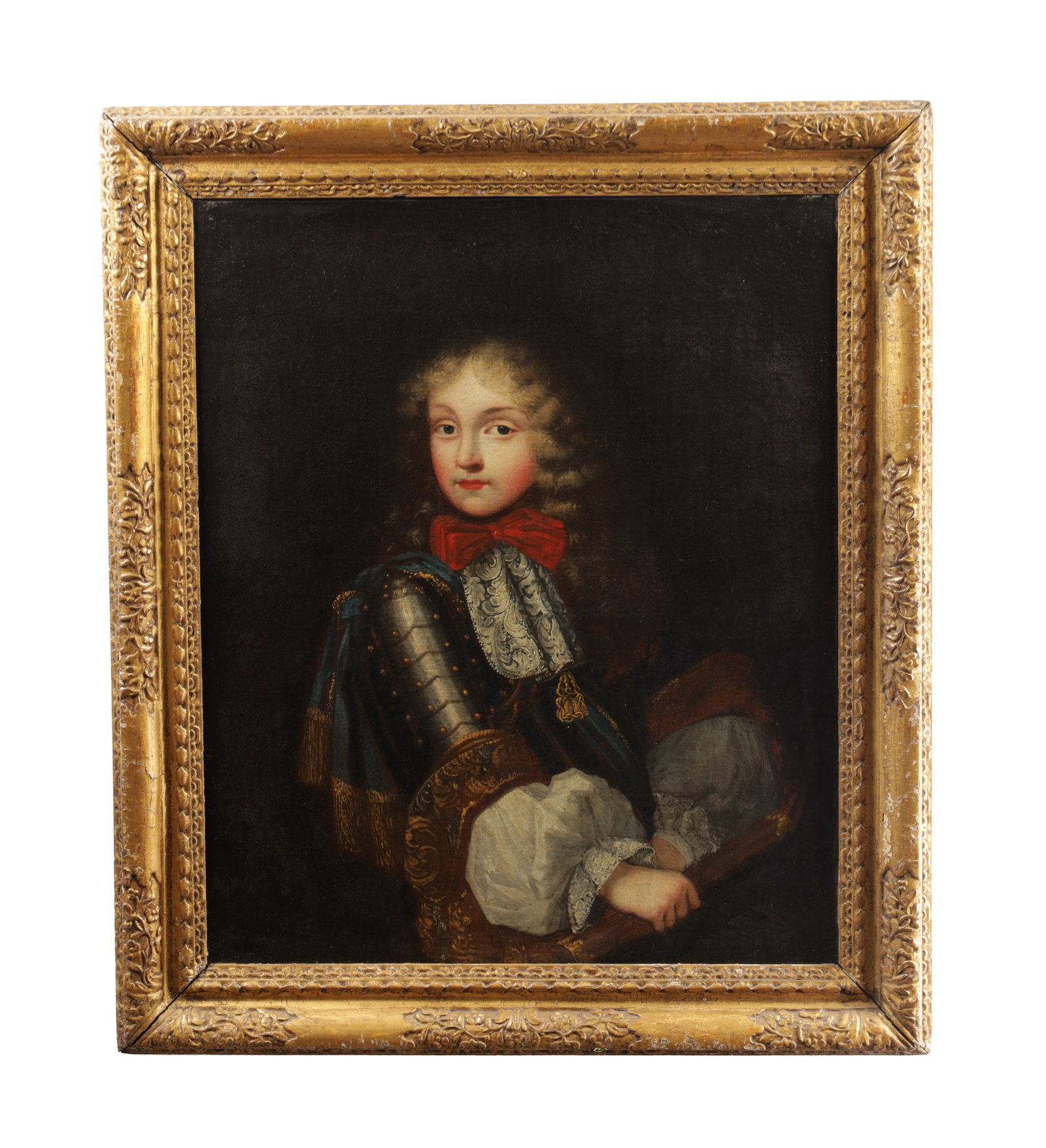 A 17TH CENTURY OIL ON CANVAS PORTRAIT OF A YOUNG PRINCE IN ARMOUR (1 of 6)
