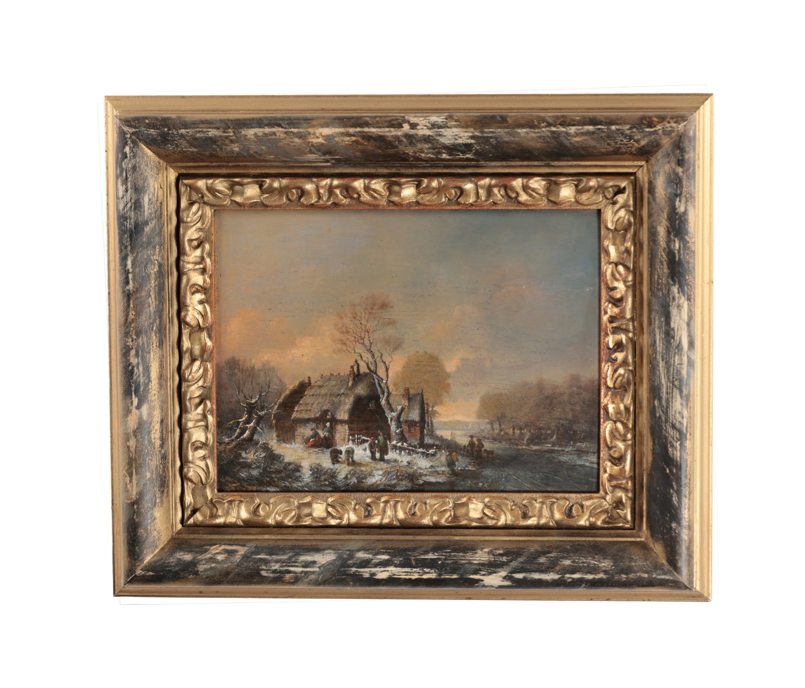 A 19TH/20TH CENTURY OIL ON BOARD WINTER LANDSCAPE (1 of 6)