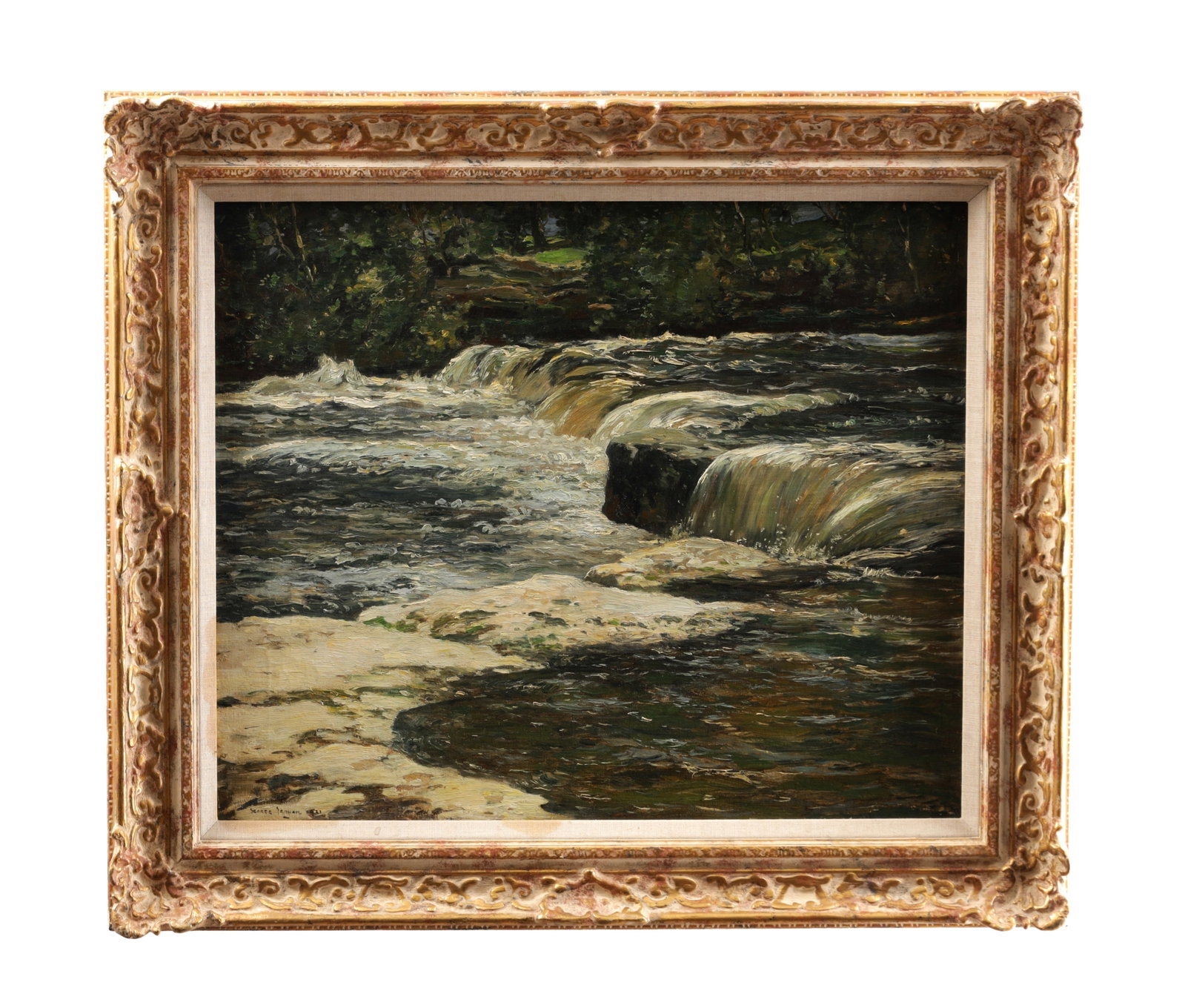 GEORGE GRAHAM (1881-1949) AN EARLY 20TH CENTURY OIL ON CANVAS WATERFALL LANDSCAPE (1 of 6)