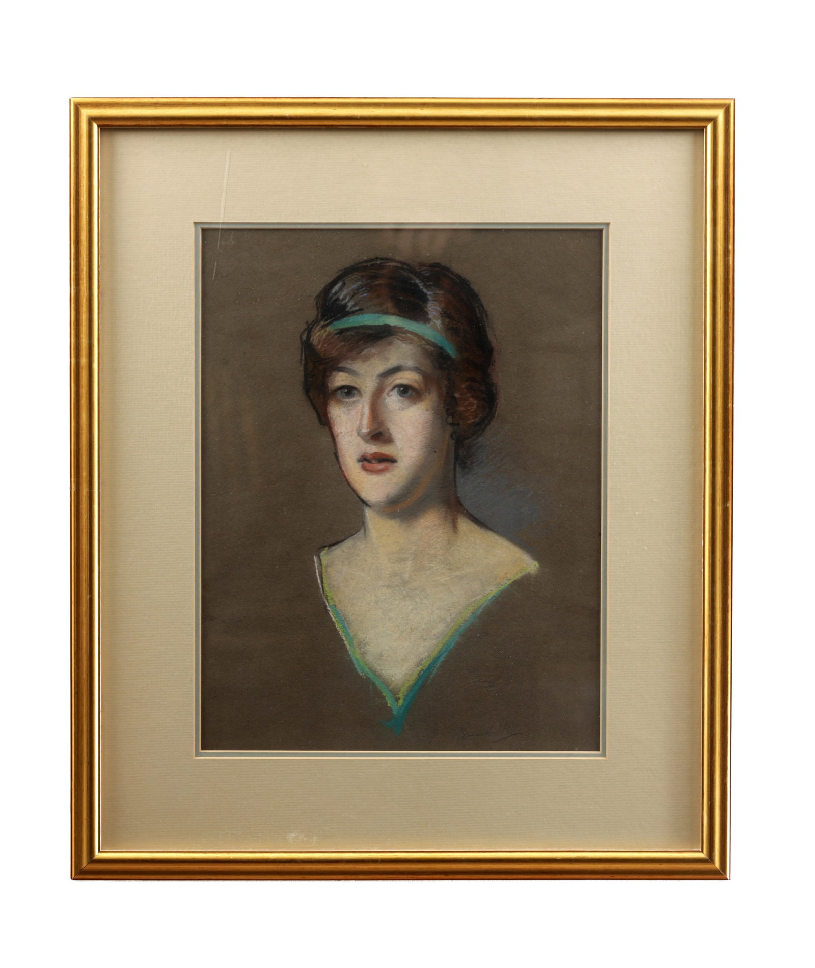 REGINALD GRANGE BRUNDRIT (BRITISH, 1883-1960) AN EARLY 20TH CENTURY PASTEL PORTRAIT OF A LADY (1 of 8)
