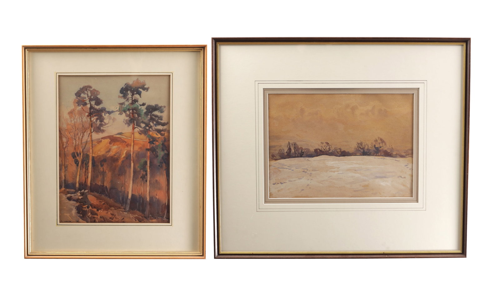 FRED LAWSON (BRITISH, 1888-1968) A PAIR OF EARLY 20TH CENTURY WATERCOLOURS (1 of 8)