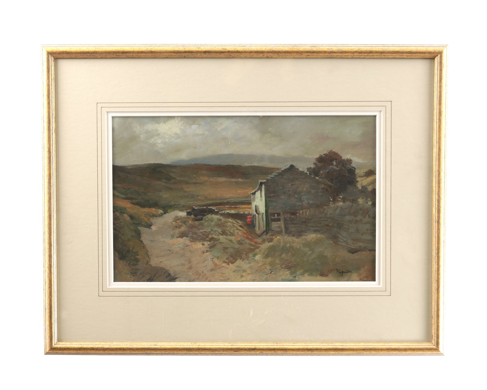 JOSEPH PIGHILLS (BRITISH, 1902-1984) A 20TH CENTURY OIL ON BOARD DEPICTING FAR INTAKE, HAWORTH MOOR (1 of 5)