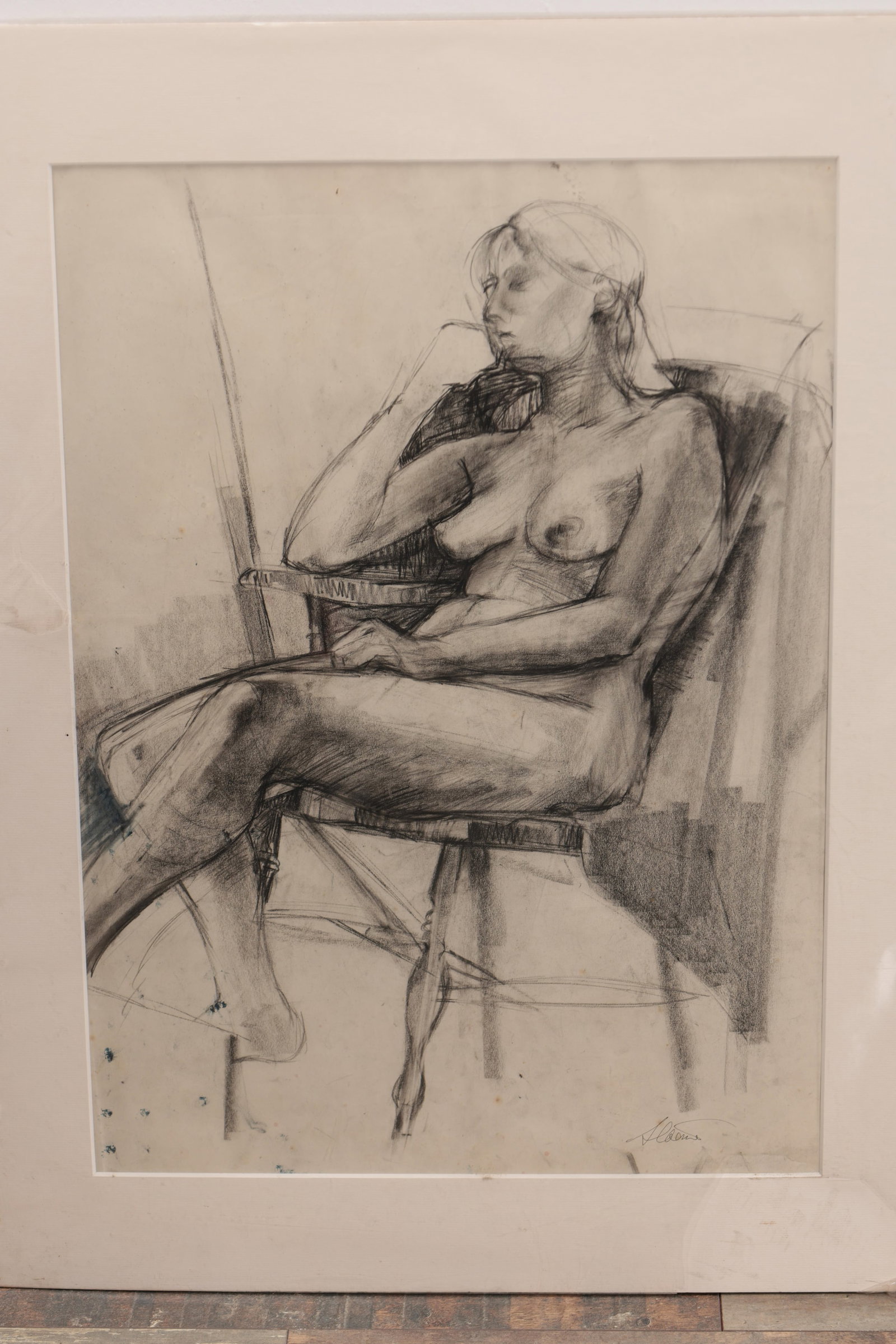 TWO CHARCOAL FIGURE STUDIES - 6