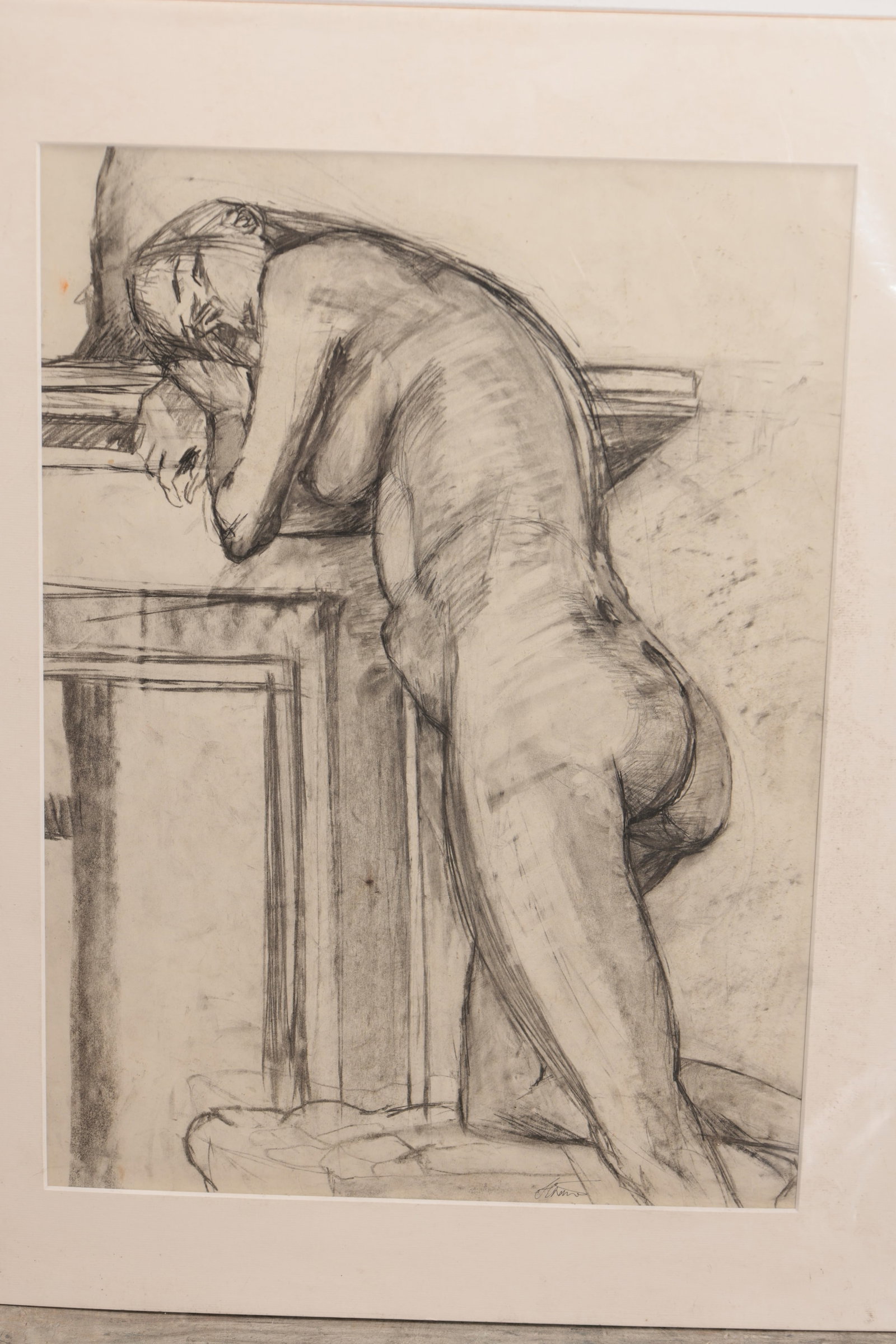 TWO CHARCOAL FIGURE STUDIES - 2