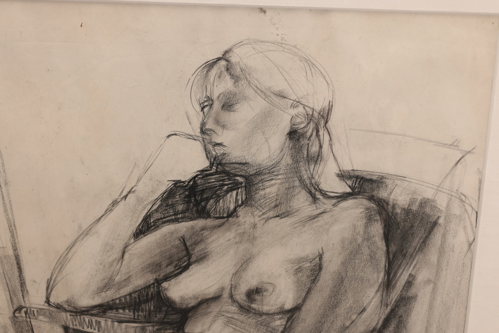 TWO CHARCOAL FIGURE STUDIES - 4