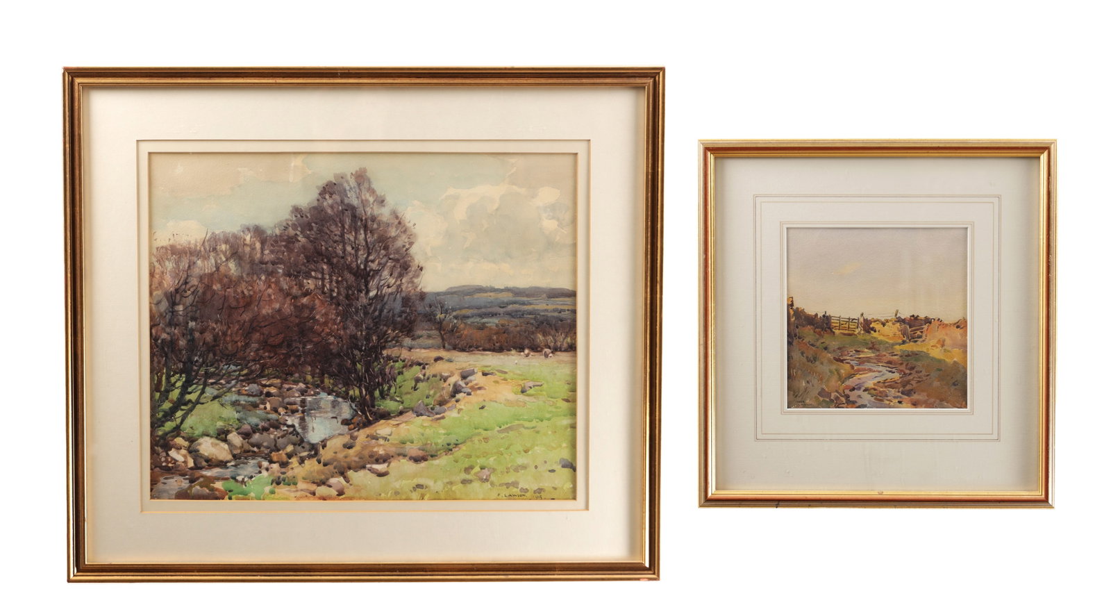 FRED LAWSON (BRITISH, 1888-1968) A PAIR OF EARLY 20TH CENTURY WATERCOLOURS (1 of 10)