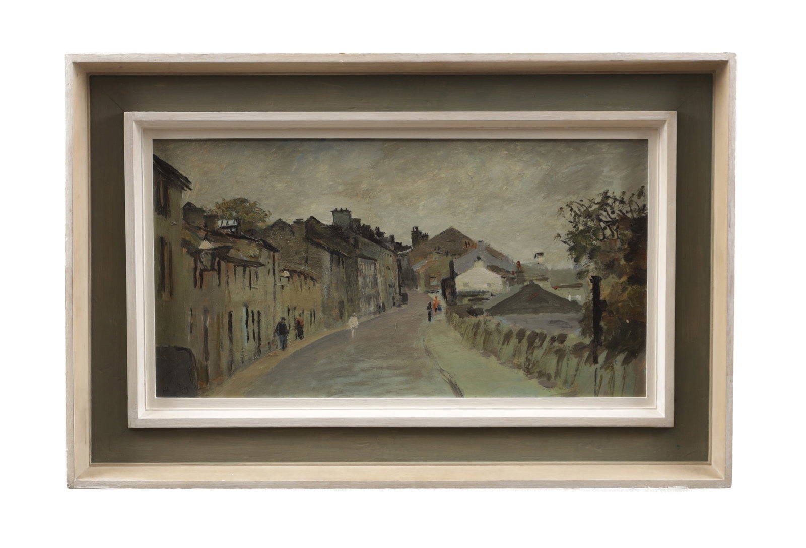 JOSEPH PIGHILLS (BRITISH, 1901-1984) AN OIL ON BOARD STREET SCENE OF HAWORTH (1 of 5)